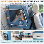 Snagle Paw Crate de chien portable pour le voyage en voiture,Crate d'animaux à cadre métallique,Porte de bébé pour siège arrière de voiture sécurisé avec étrier et ceinture de sécurité,L