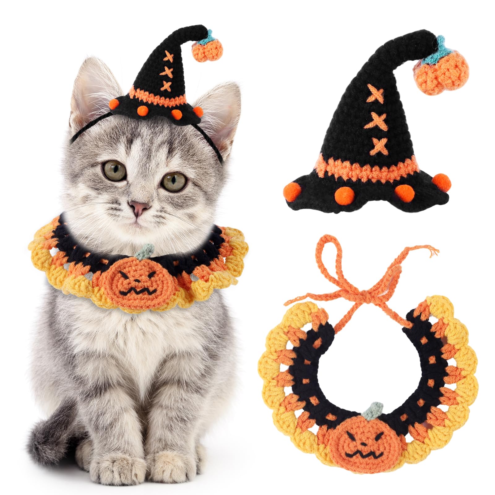 Disfraz de Halloween para gatos y perros pequeños con gorro de punto Kunyeah