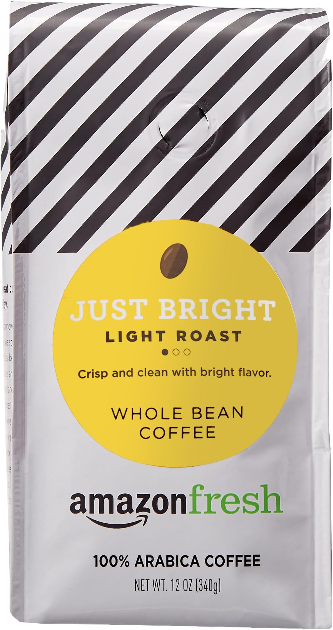 AmazonFresh Just Bright Whole Bean Coffee, Light Roast, 12 Ounce (Pack of 1)