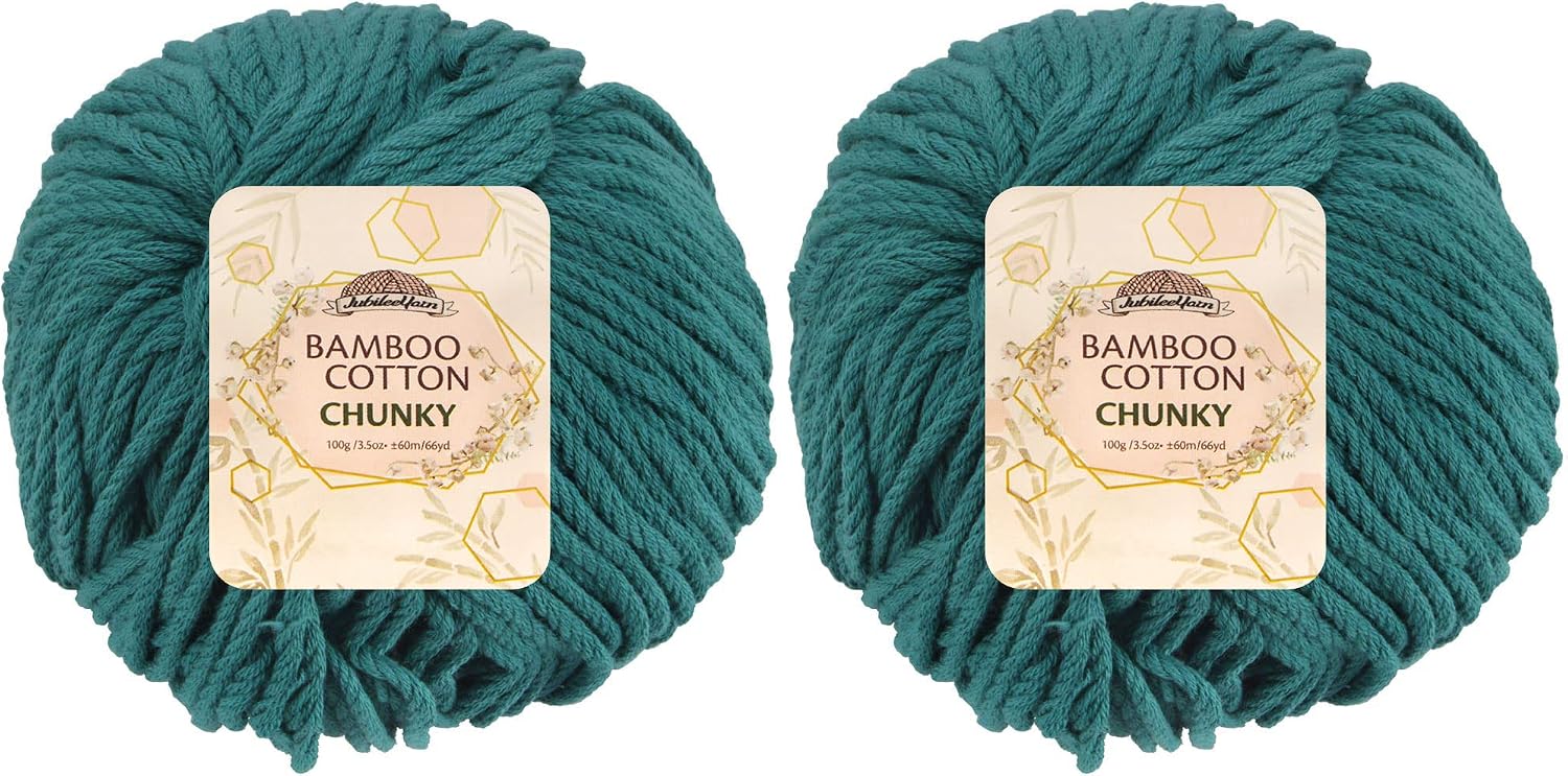JubileeYarn Bamboo Cotton Chunky Yarn - 100g/Ball - Frozen Tidepool - 2 Balls