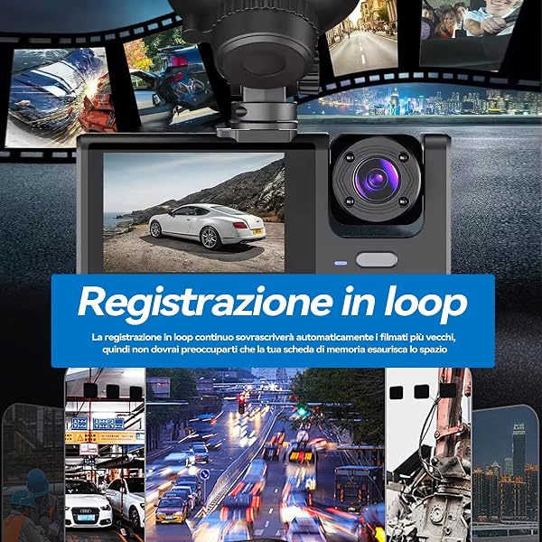 3 Channel 1080P Dash Cam with APP Control, 5GHz WiFi, Card Included 32GB SD, 170° Wide Angle, Loop Recording, G-Sensor, 24H Parking Mode - 2