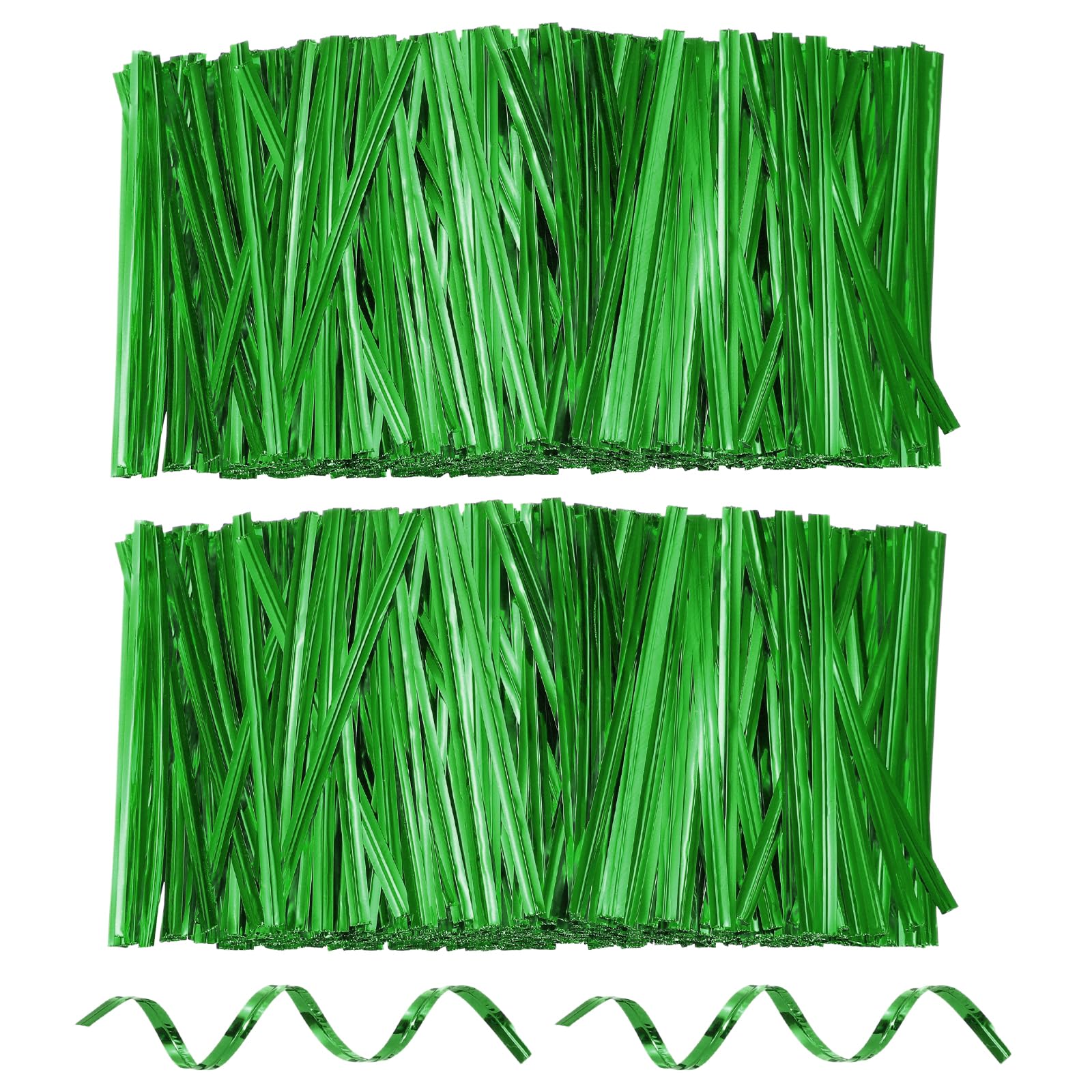 sourcing map 3200pcs Bag Twist Ties 80mm Reusable Metallic Twist Ties Wire Cable Ties Plastic Bag Sealers for Party Bread Candy Cake Present Supplies, Green