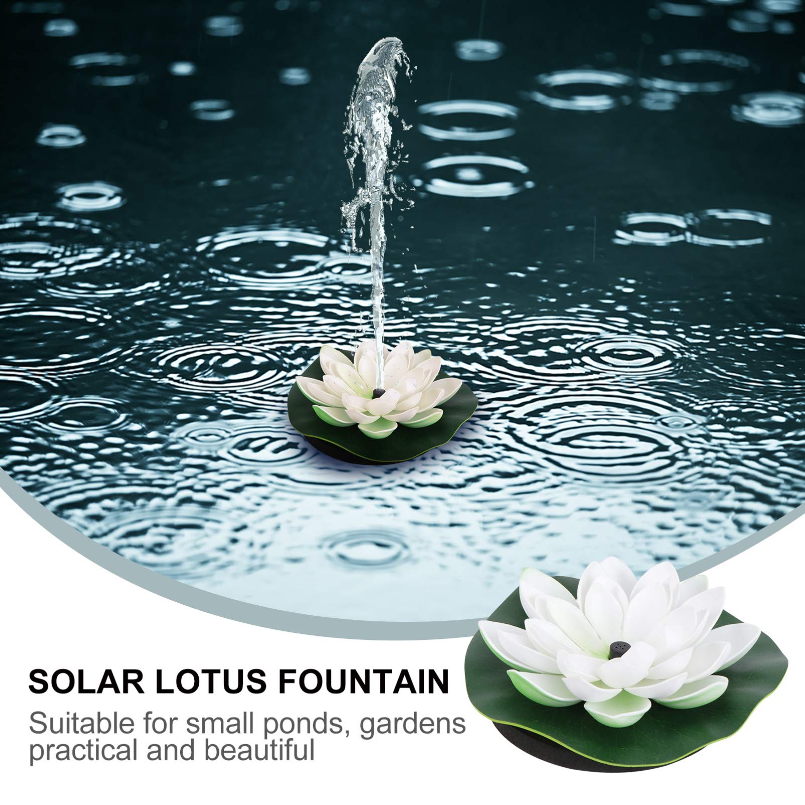 BESTonZON Fuente Decorativa Solar Bomba de Agua Flotante en Forma de Loto para Estanques Pequeños, Circulación de Agua y Oxígeno, Hecha de Plástico Blanco