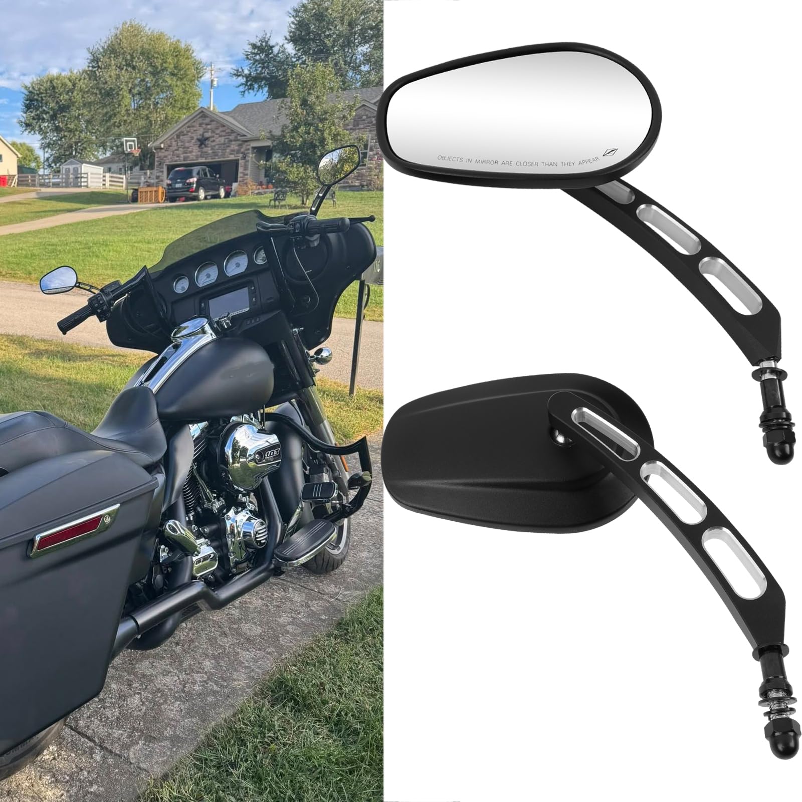 Rétroviseur latéral noir 8 mm pour moto Harley Bobber Cruiser Custom MT
