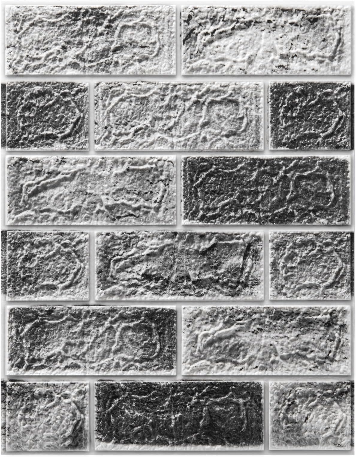 Art3d 10-Pack 3D Wall Panels Peel and Stick in Stone Ash, Self Adhesive Waterproof Faux Foam 3D Brick Wallpaper for Living Room, Bedroom, Interior Decoration (14.4 Sq.Ft)