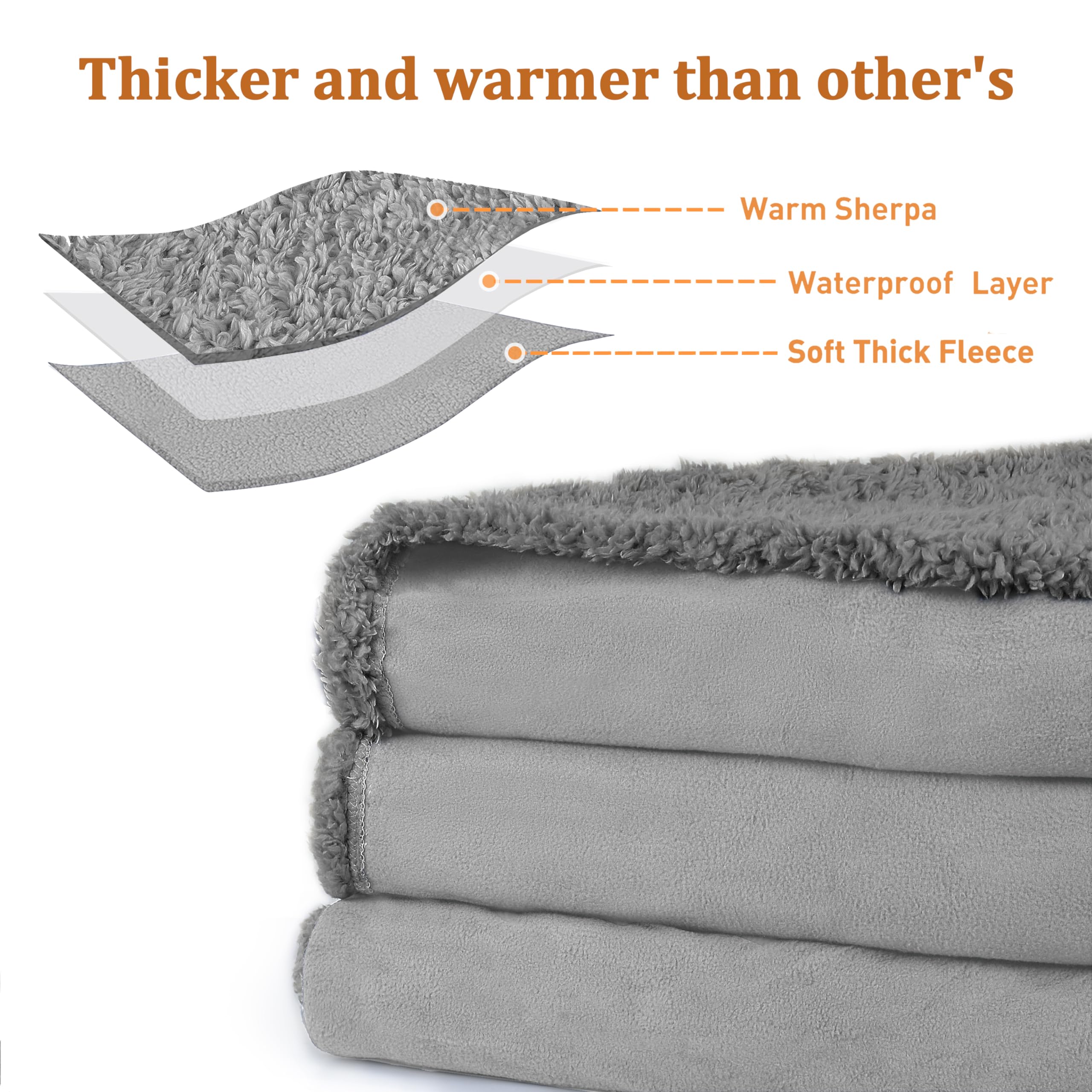 Kritter Planet Wasserdicht Hundedecke, Hundedecke für Unterwegs, Sofaschutz Hund, Waschbar Kuscheldecke, Tagesdecke für Sofa Autositz Couch Bett, XXL 200x230cm Große Decke, Lt Grau/Dk Grau