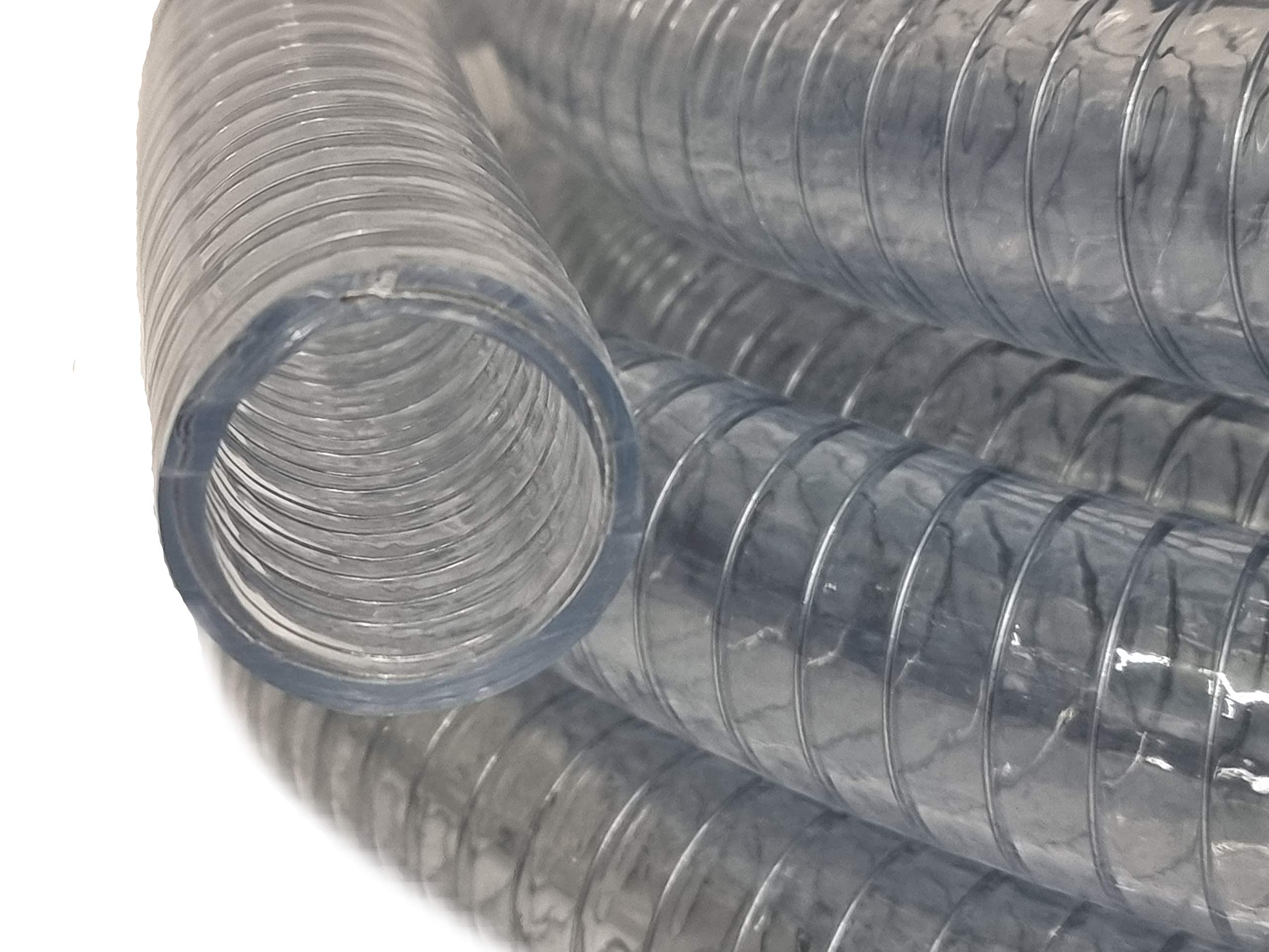 Manguera en espiral de PVC, manguera de aspiración de presión y extracción, 32 mm/10 m, transparente
