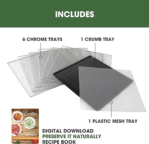 Miniatura 8 de Excalibur Deshidratador eléctrico de alimentos Select Series 6 bandejas con control de temperatura ajustable, incluye bandejas de secado cromadas,