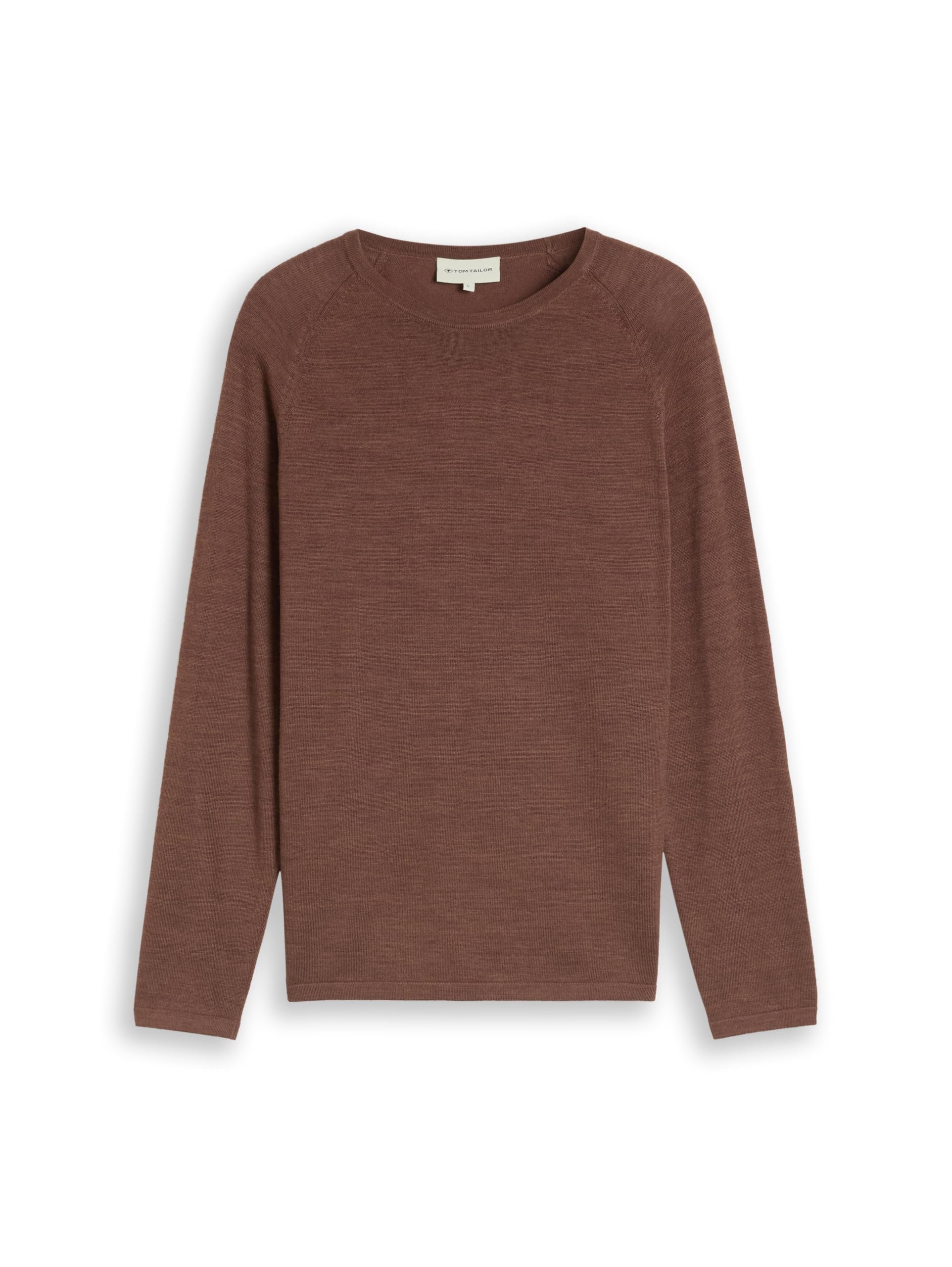 Tom Tailor GmbH Men's 1054170 Cardigan with Wool Content, 41427 - Soft Light Brown Melange, XL