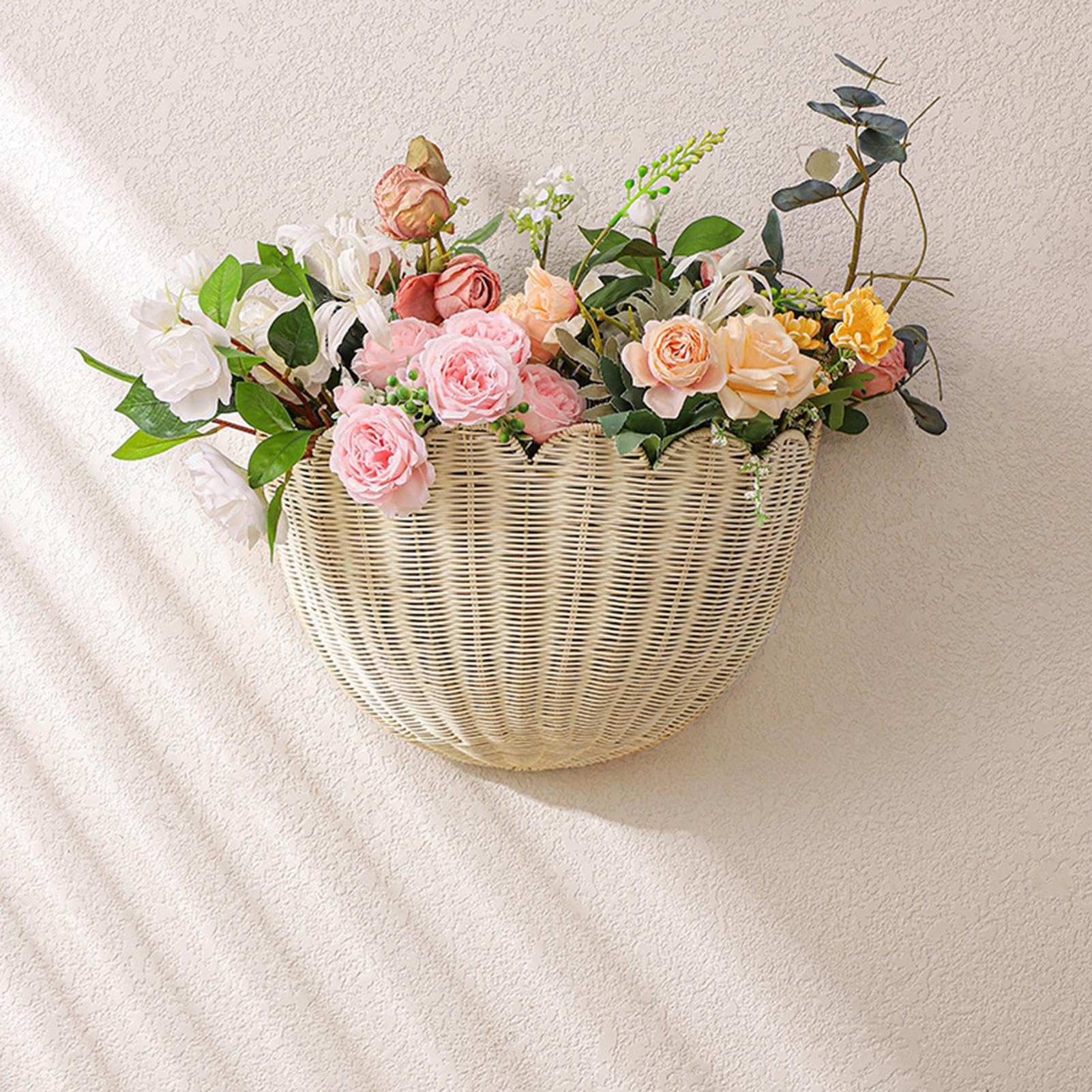 Cesta Colgante Mimbre Organizador De Almacenaje Decorativo Rústico | Cesta Para Puerta Principal Decoración Rústica De Pared Para Jardín, Salón, Dormitorio, Entrada, Apartamento,