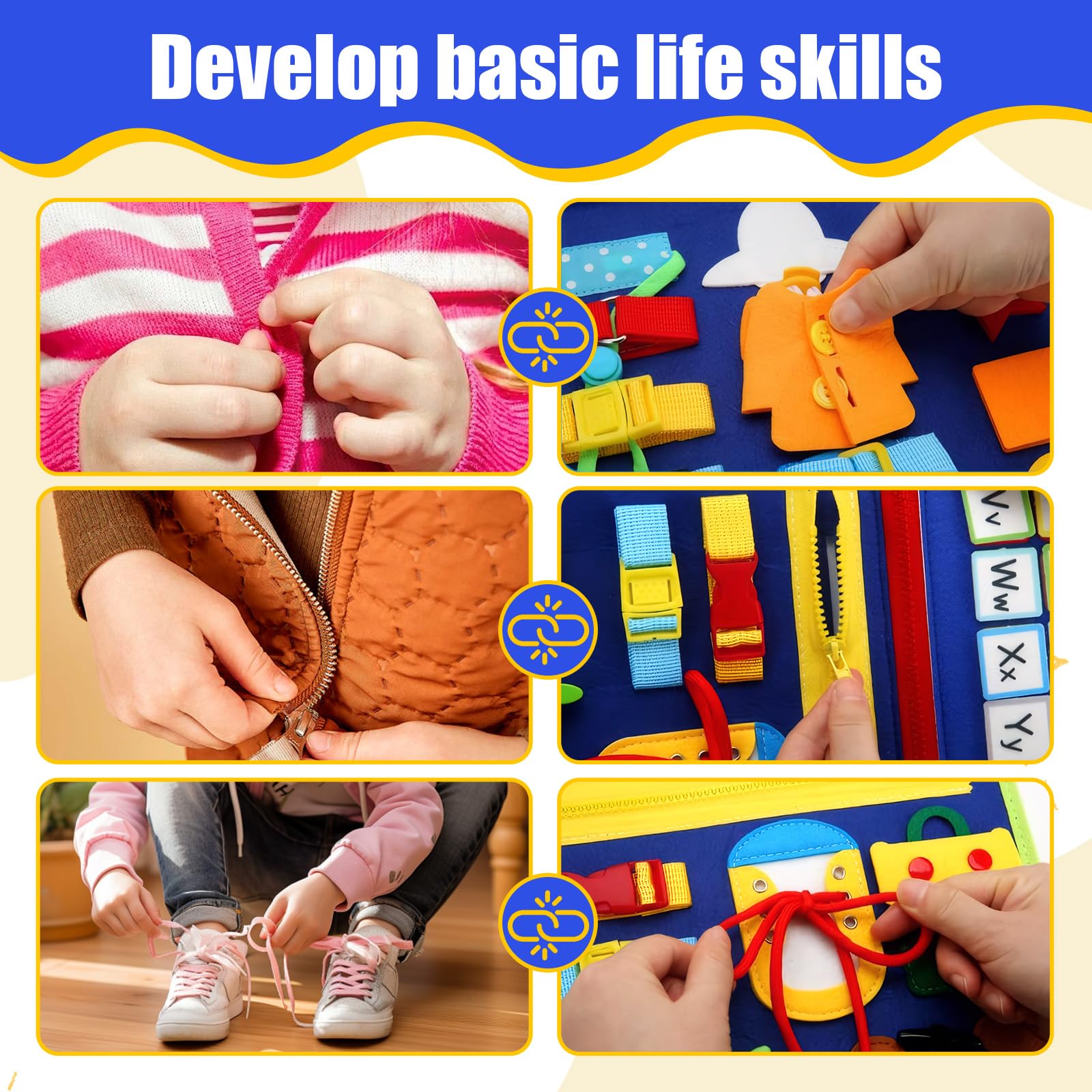 HmiL-U Busy Board Montessori: Giocattolo Sensoriale 8-in-1 Per Bambini 3-6 Anni