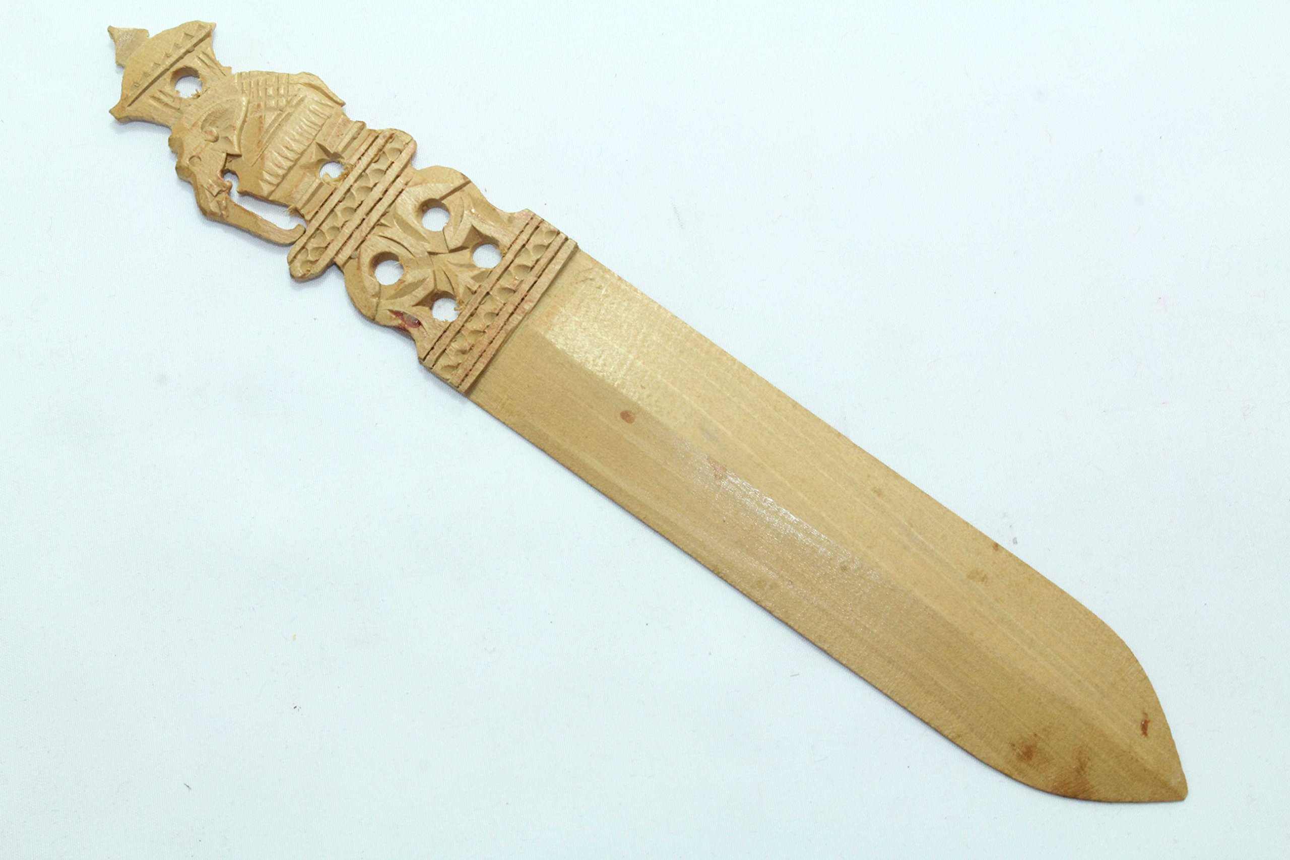 Rajasthan gems Ouvre-lettres en bois de santal fait à la main, figurine éléphant sur la poignée, 17,8 cm