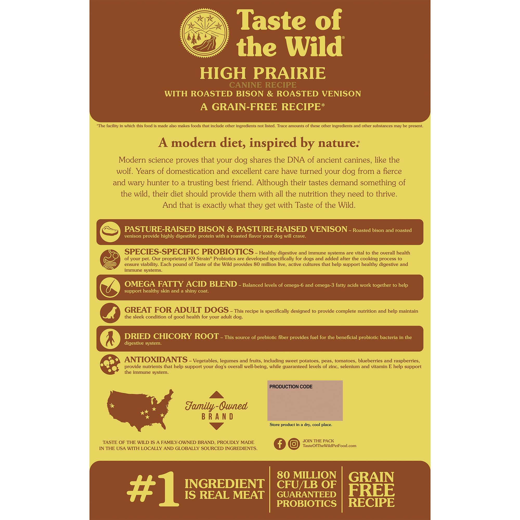 Taste Of The Wild - Alimento seco para perros High Prairie Premium, sin cereales, rico en proteínas