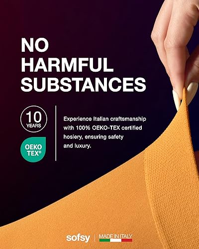 Vista 2 de Sofsy - 40 Den - Mallas opacas para mujer, suaves, de cintura alta, unicolor. Fabricadas en Italia por Sofsy con 10 años de experiencia en artesanía