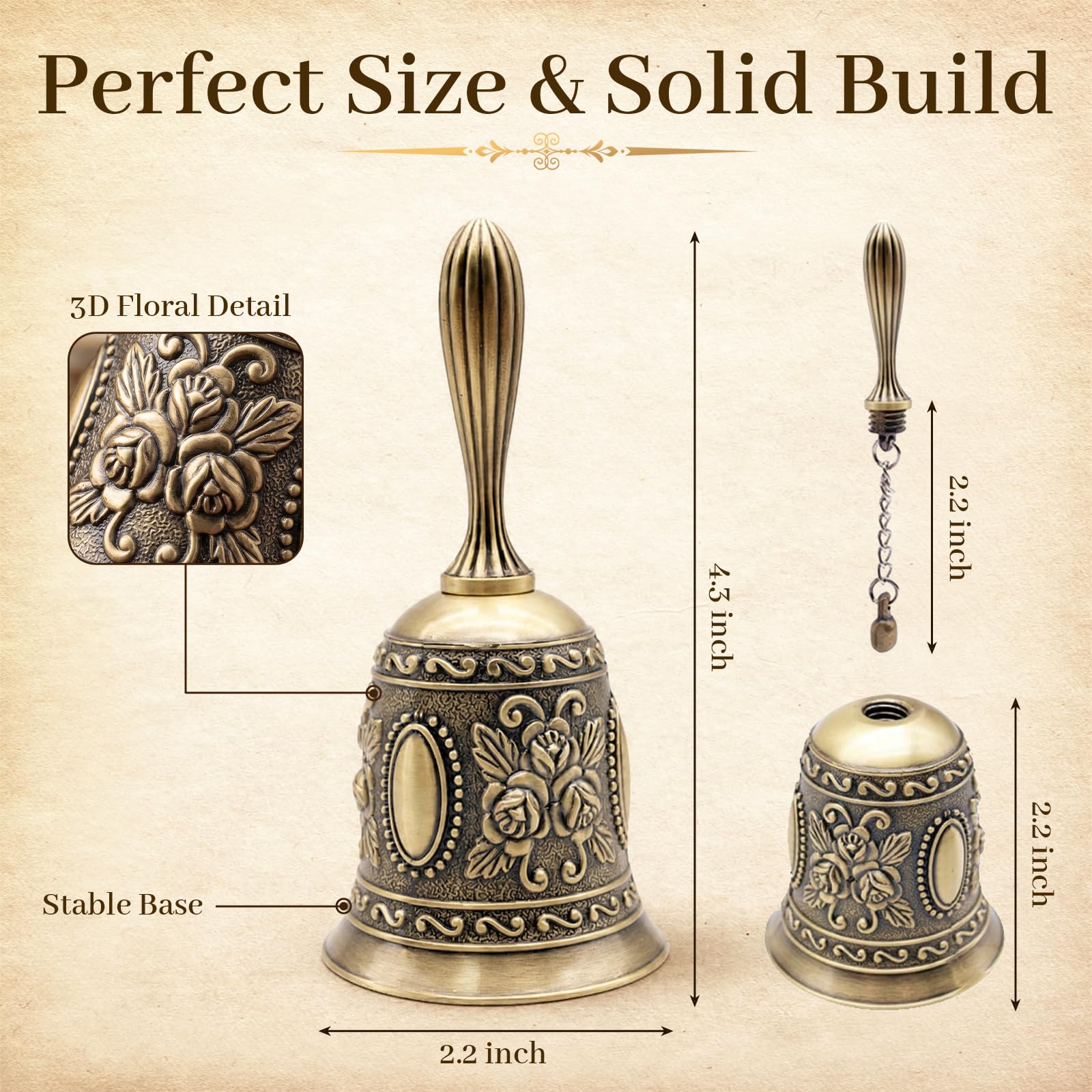 Amazon.com: DomeStar Vintage Brass Hand Bell – Loud Call Bell for 