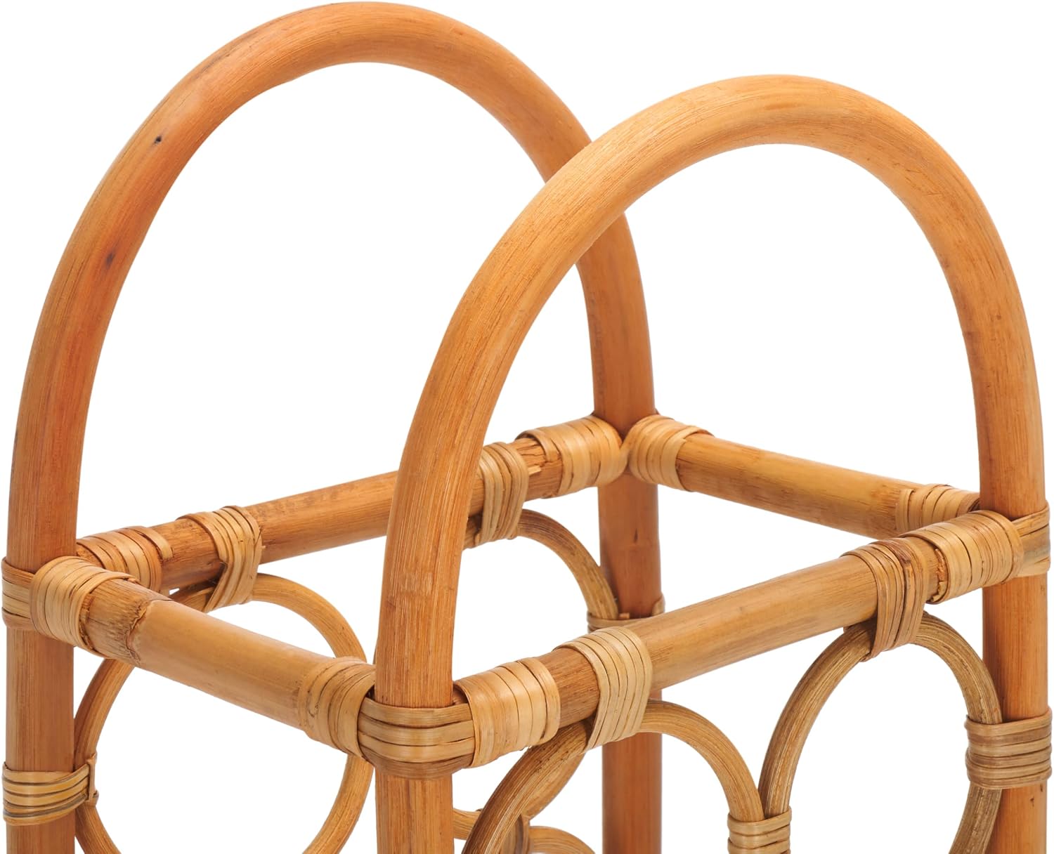 SAFAVIEH Home Collection Home Collection Lyza Coastal Boho Natural Brown Rattan Countertop Wine Rack (Fully Assembled)