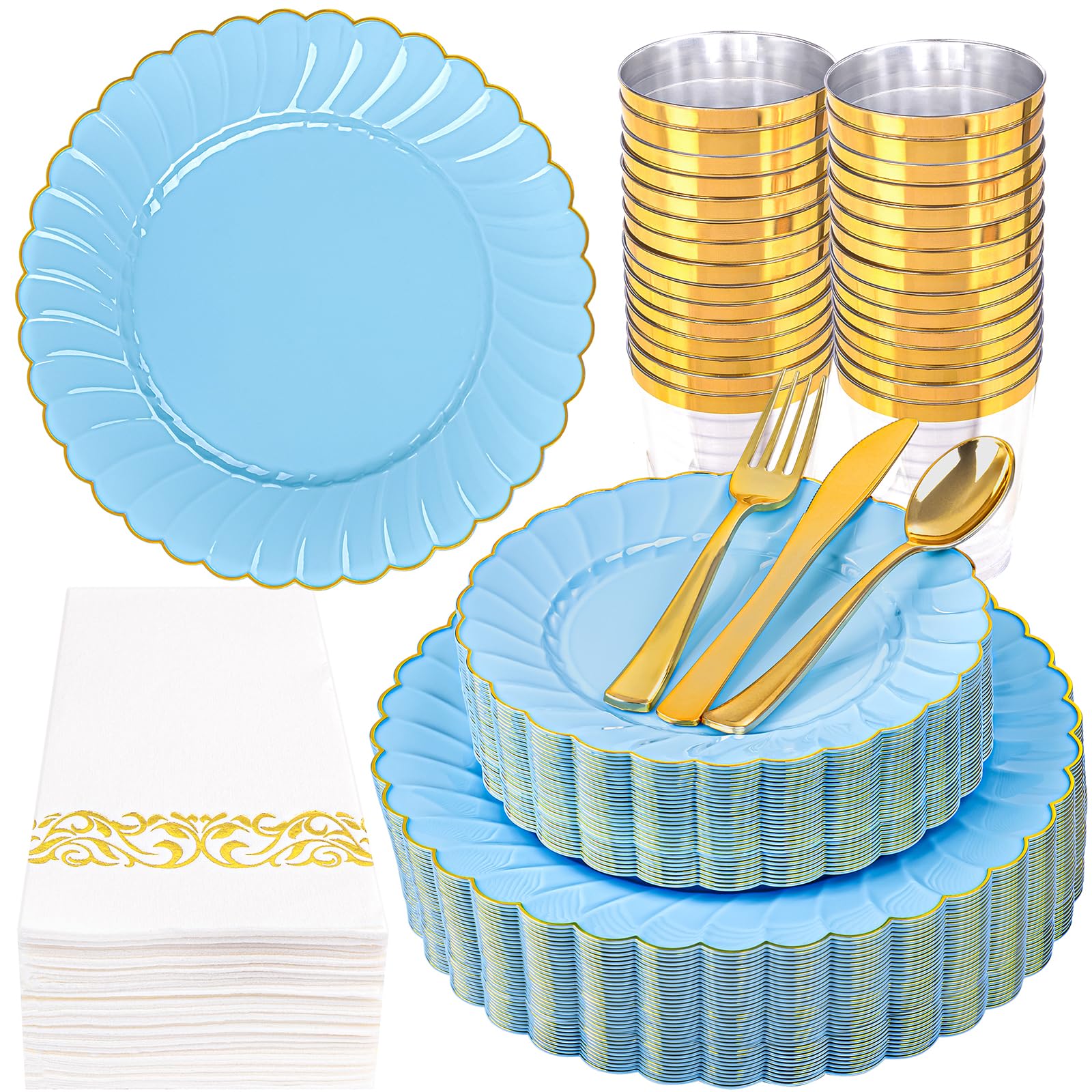 YOUBET Ivory Scalloped Plates - 350 Pack for Weddings -10 YOUBET Ivory Scalloped Plates - 350 Pack for Weddings -10