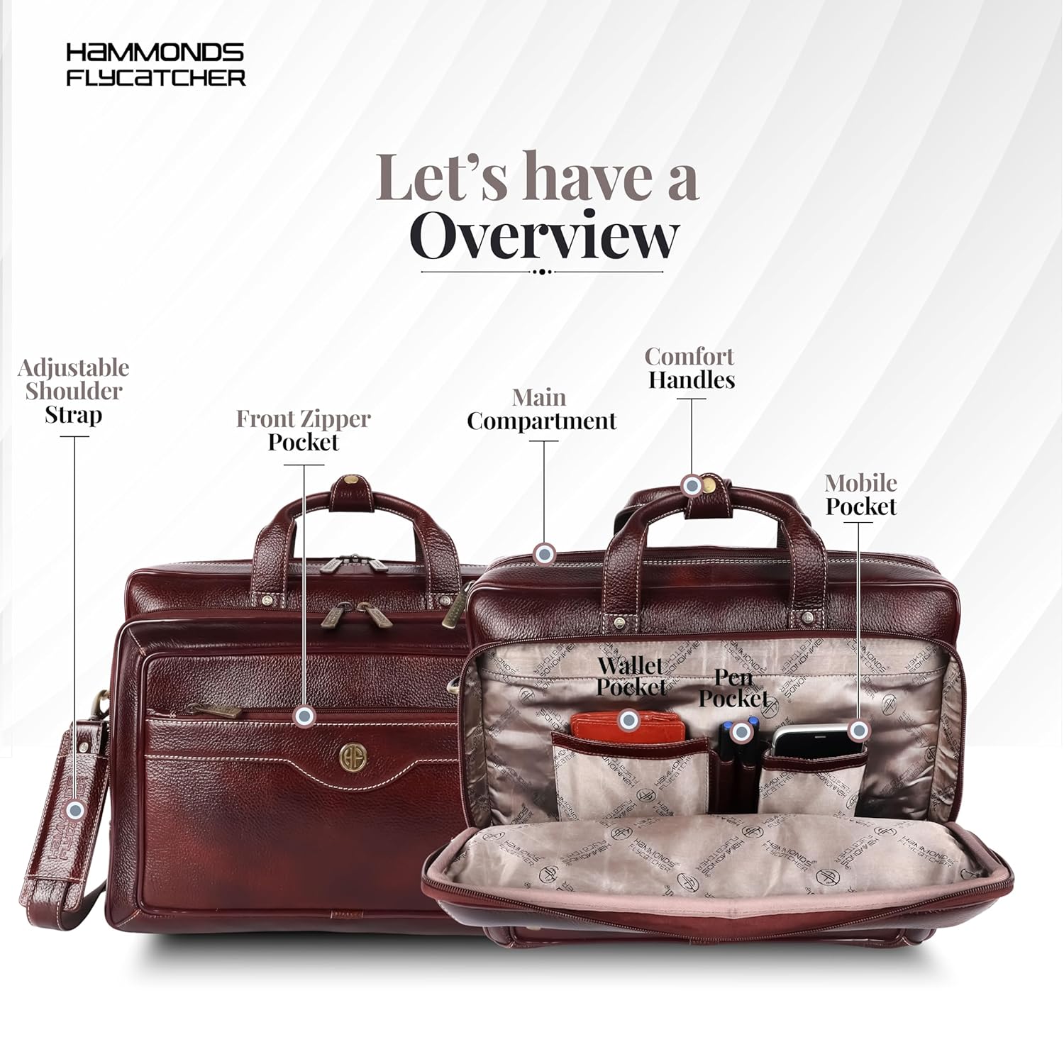 HAMMONDS FLYCATCHER Genuine Leather Expandable Office Bag for Men with Trolley Strap, Adjustable Strap, 15.6 Inch Leather Laptop Bag for Men for Office, Travel, Daily Use - 1 Year Warranty - Brown 35 812Um6KleaL. SL1500