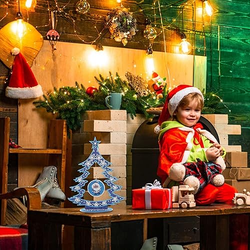 Miniatura 6 de Kit de adornos de árbol de Navidad con pintura de diamante 5D que brilla en la oscuridad, pintura de diamante de doble cara para decoración de