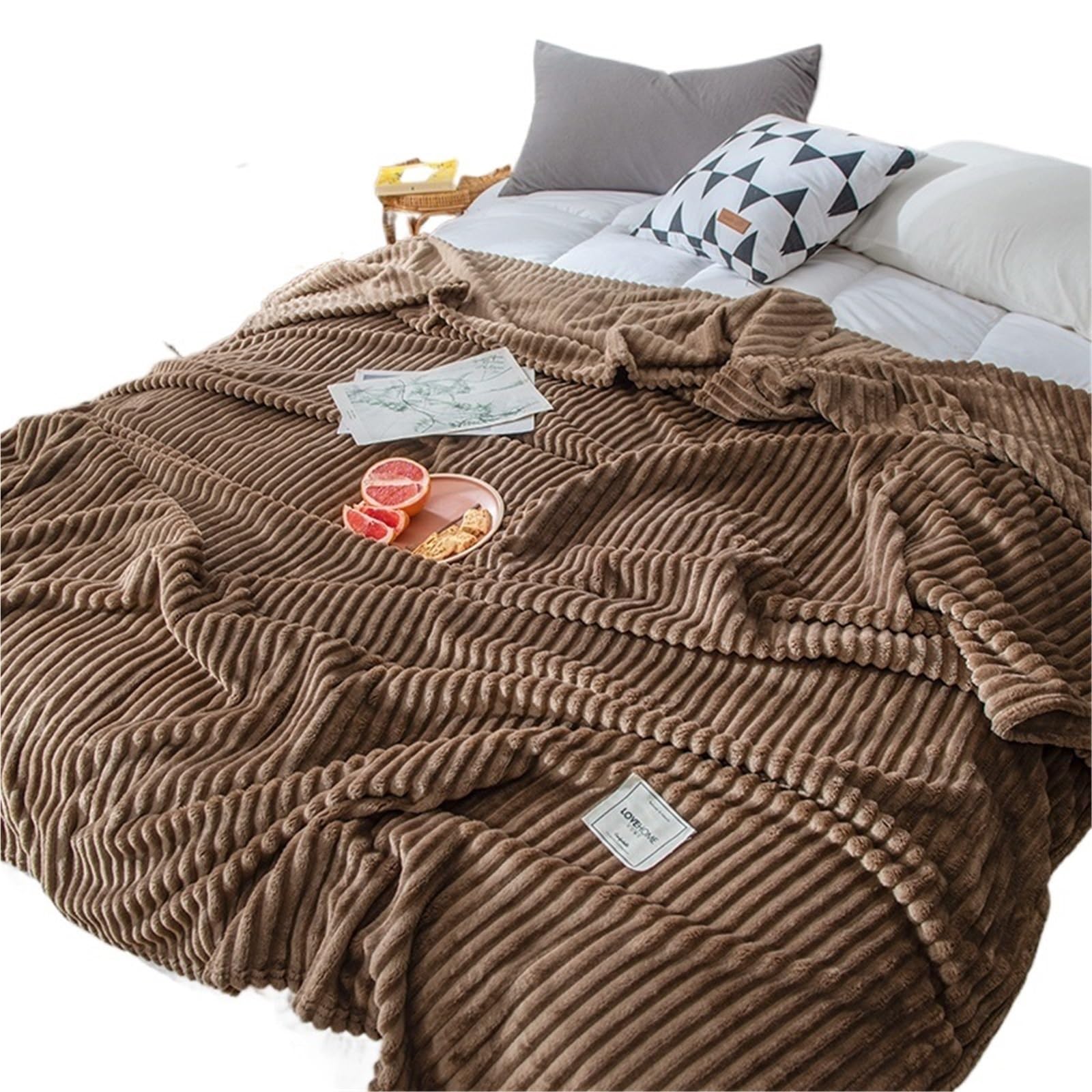 GSJNHY Cooling Blankets Pattern Hugging Blanket Is Suitable For Sofas Beds-blankets Soft And Sweatshirt for summer(Coffee,150X200cm 0.71kg)