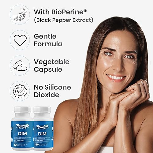 Miniatura 5 de NewLife Naturals Suplemento DIM de 300 mg para mujeres y hombres - Acné hormonal, píldoras de equilibrio de estrógeno, alivio posterior a la