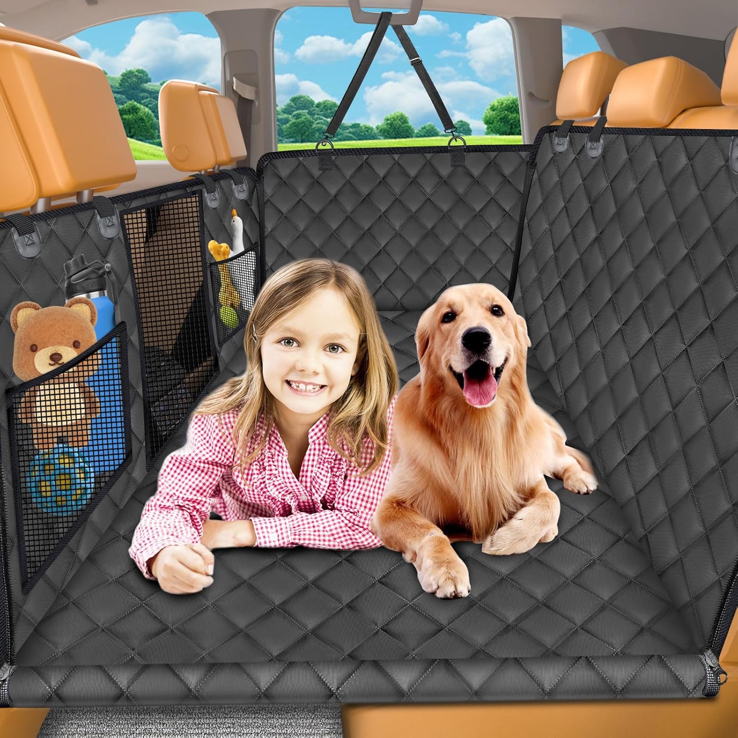 URPOWER Back Seat Extender for Dogs – Hard Bottom Dog Car Seat Cover Holds 420 lbs, Waterproof Dog Hammock Dogs Bed for Cars, SUVs & Small Trucks, Pet Backseat Protector with Mesh Window & Large Space URPOWER Back Seat Extender for Dogs – Hard Bottom Dog Car Seat Cover Holds 420 lbs, Waterproof Dog Hammock Dogs Bed for Cars, SUVs & Small Trucks, Pet Backseat Protector with Mesh Window & Large Space