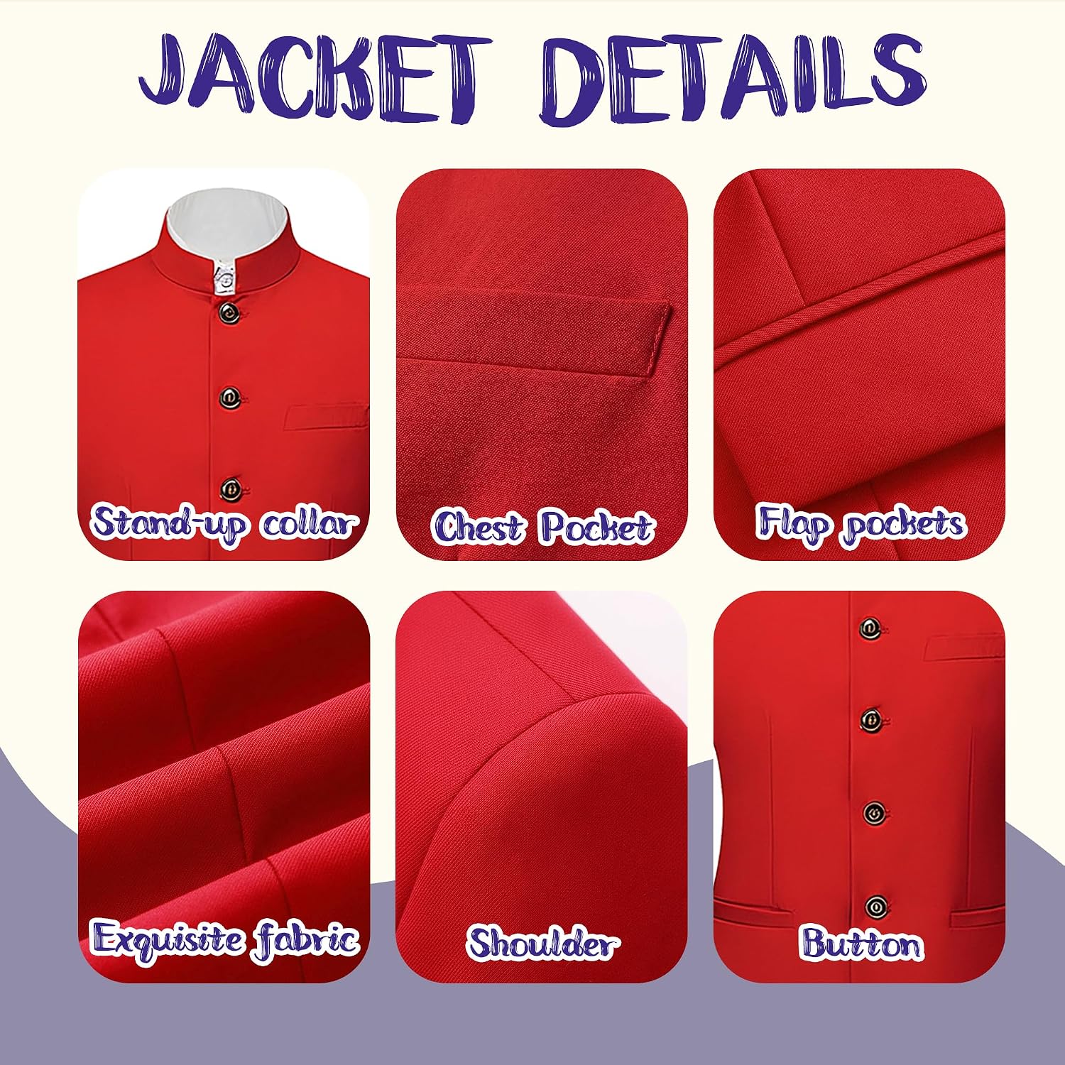 Mens Tuxedo 2 Pieces Suit Blazer Pants Mandarin Collar Chinese Tunic Suits Slim Fit Stylish Prom Casual Banquet Wedding
