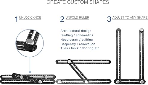 Miniatura 2 de VViViD - Regla universal de aluminio con tres soportes, color negro