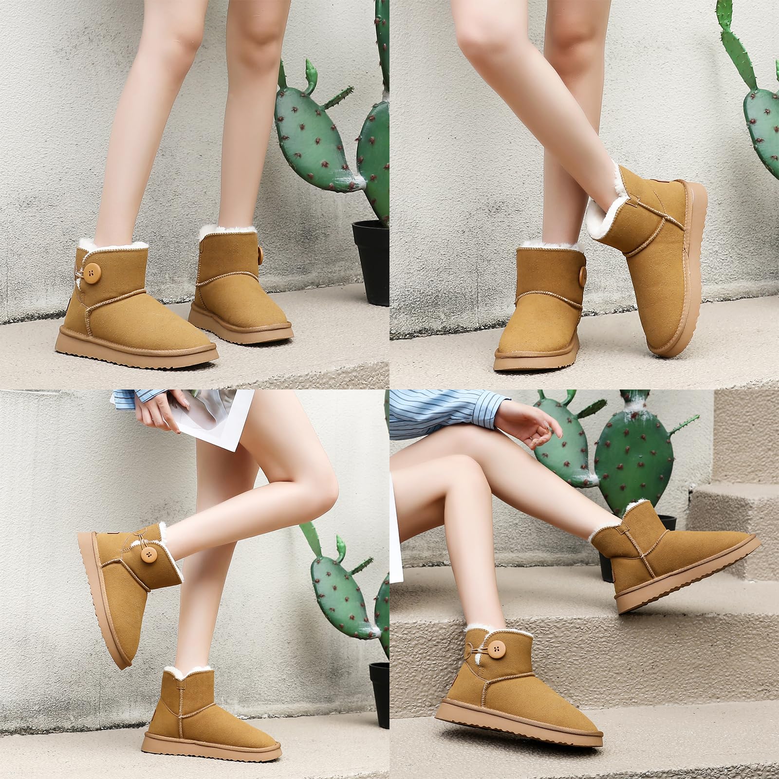 Jifenkla Stivali da Neve Donna Boots, Calde Foderata Scarpe da Invernali, Antiscivolo Stivali da Invernali, Comode Impermeabili Alti Scarpe da Neve