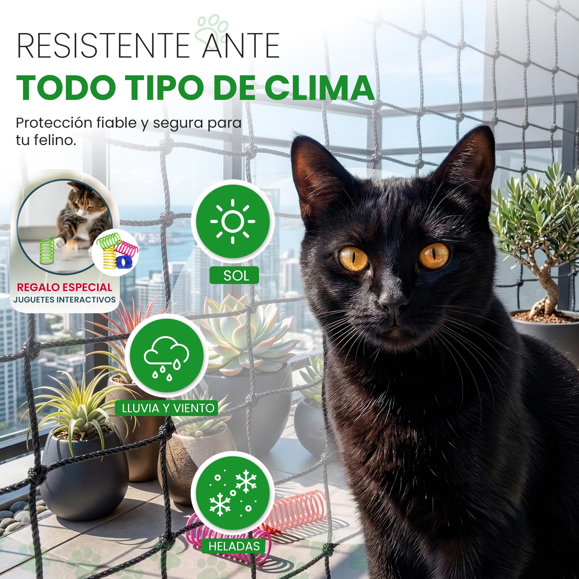 Red para Gatos Terraza 4x3m Reforzada I Malla Resistente y Duradera I Red de Proteccion para Gatos para Terraza, Balcon, Ventanas, etc.