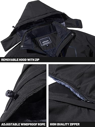 Vista 2 de TACVASEN Chaquetas de esquí de invierno para hombre, abrigos de vellón impermeables con aislamiento térmico para snowboard, parka con capucha