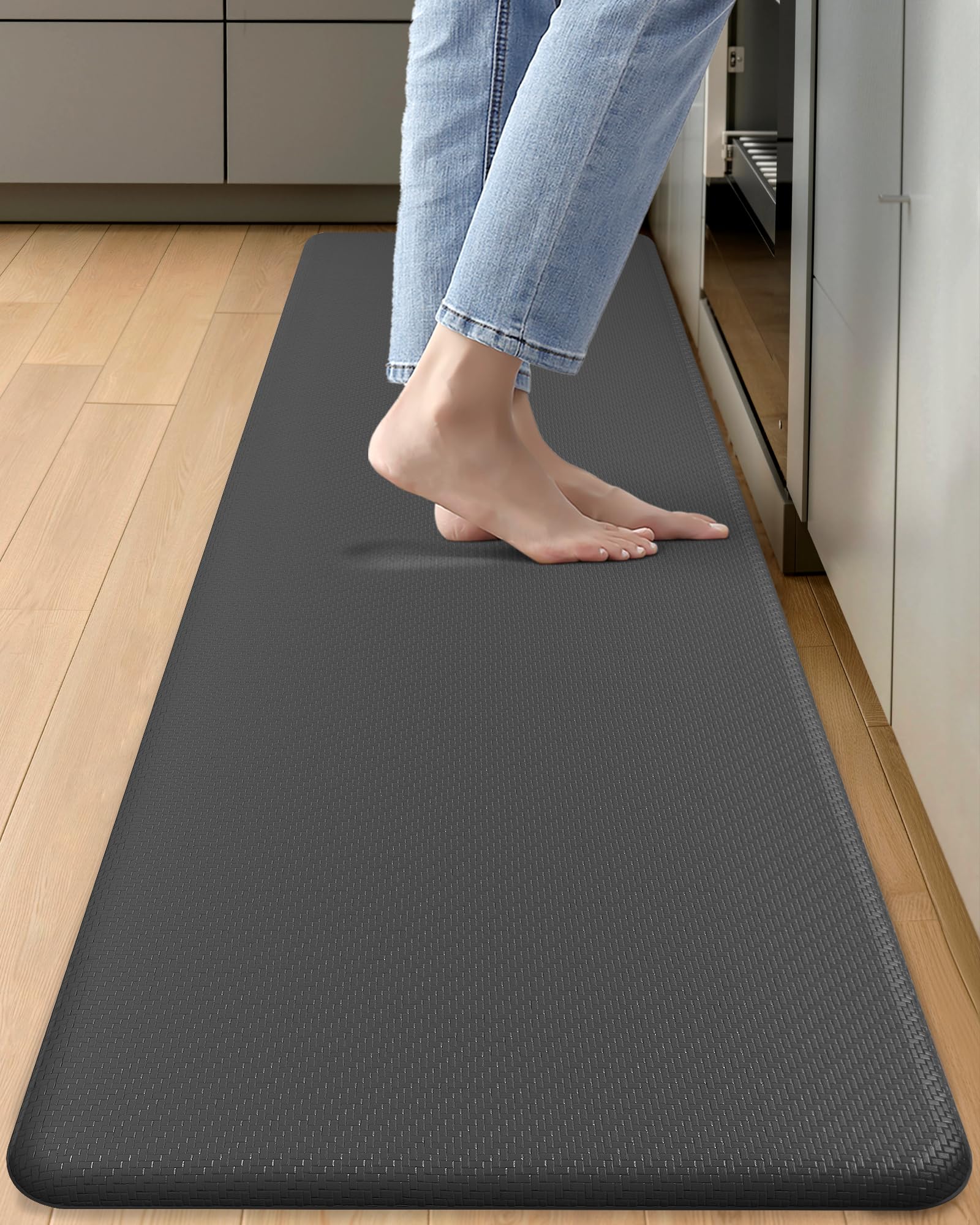 Color&amp;Geometry Antifatigue Kitchen Mat for Floor 20x71-3/4 in Thick, Grey