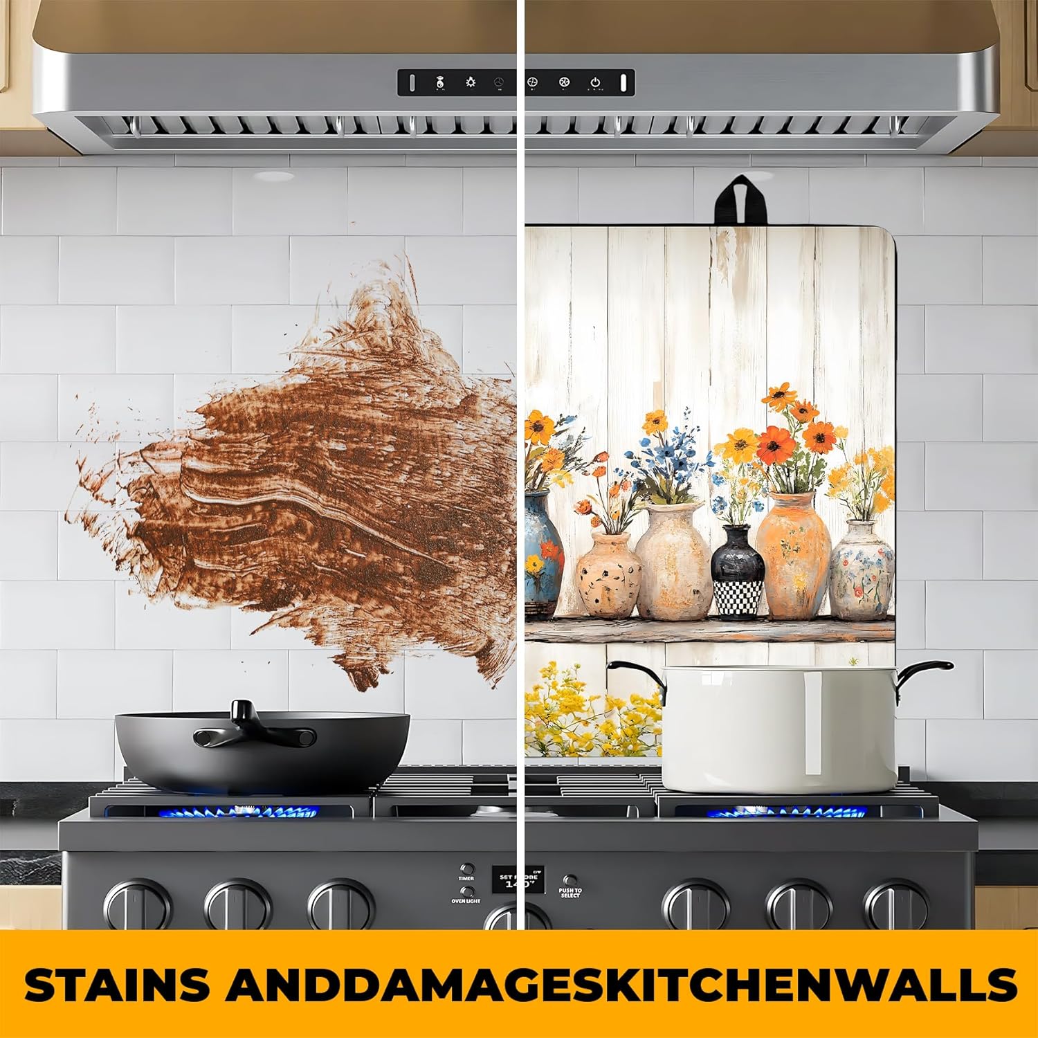 Stove Top Cover Retro Flower Gas Stove Top Cover for Home Decoration Kitchen Pad Non-Stick Washable Cooktop Covers Countertop Protector Keep Stove Clean 28"x20" (Vase)