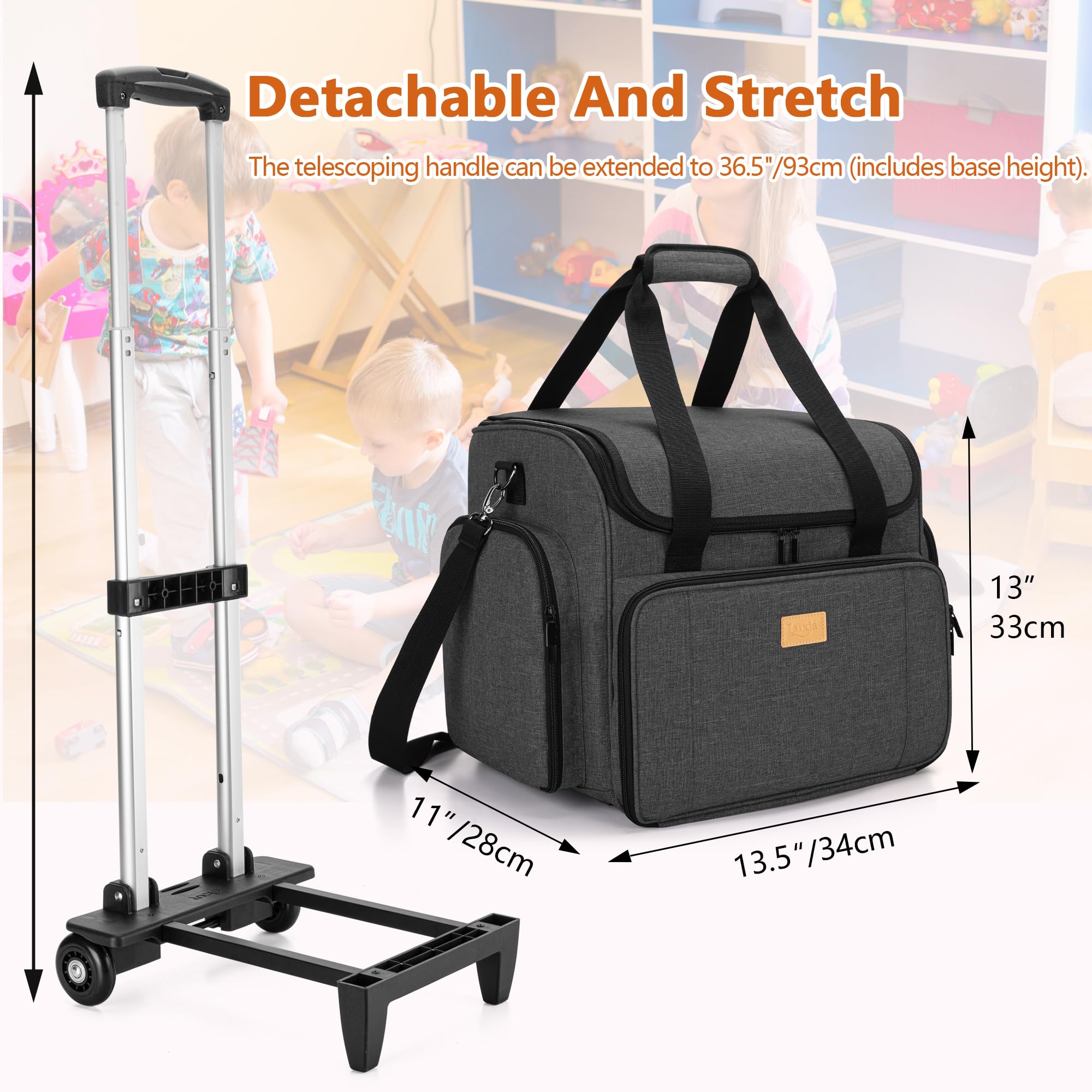 Rolling Bag Luxja Rolling Teacher Tote Bag With Bottom Support Pad