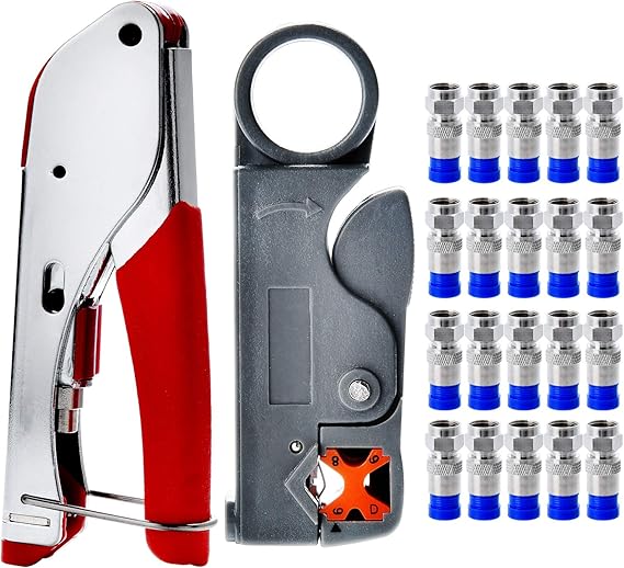 moinkerin Coaxial Cable Crimper Coaxial Cable Stripping Tool Cable