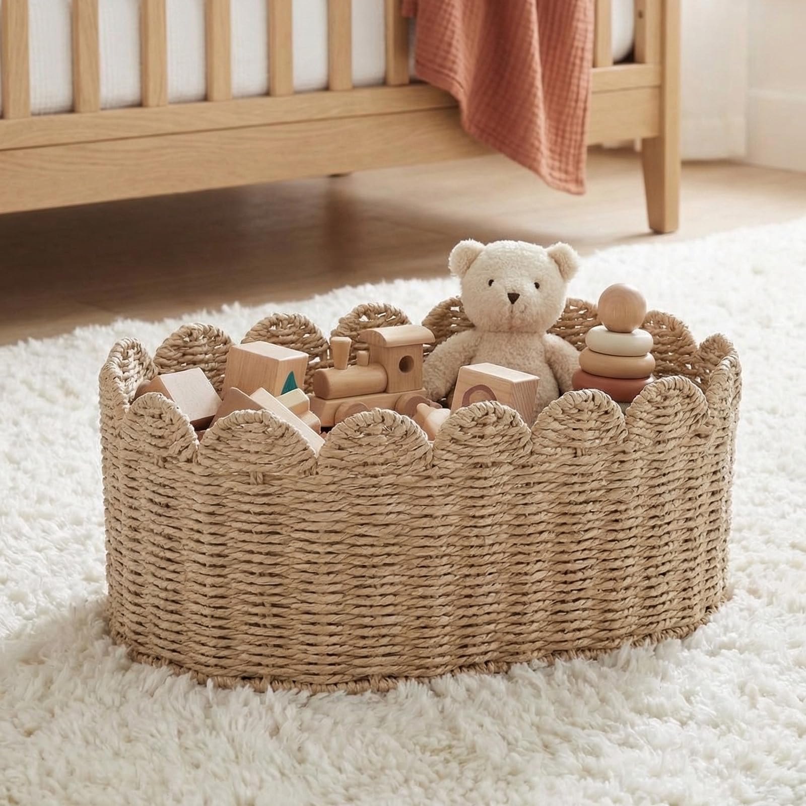 Paper Storage Basket Set 2 Cestini Portaoggetti in Corda di Carta per Organizzare Snack e Giocattoli in Zona Soggiorno o Ufficio
