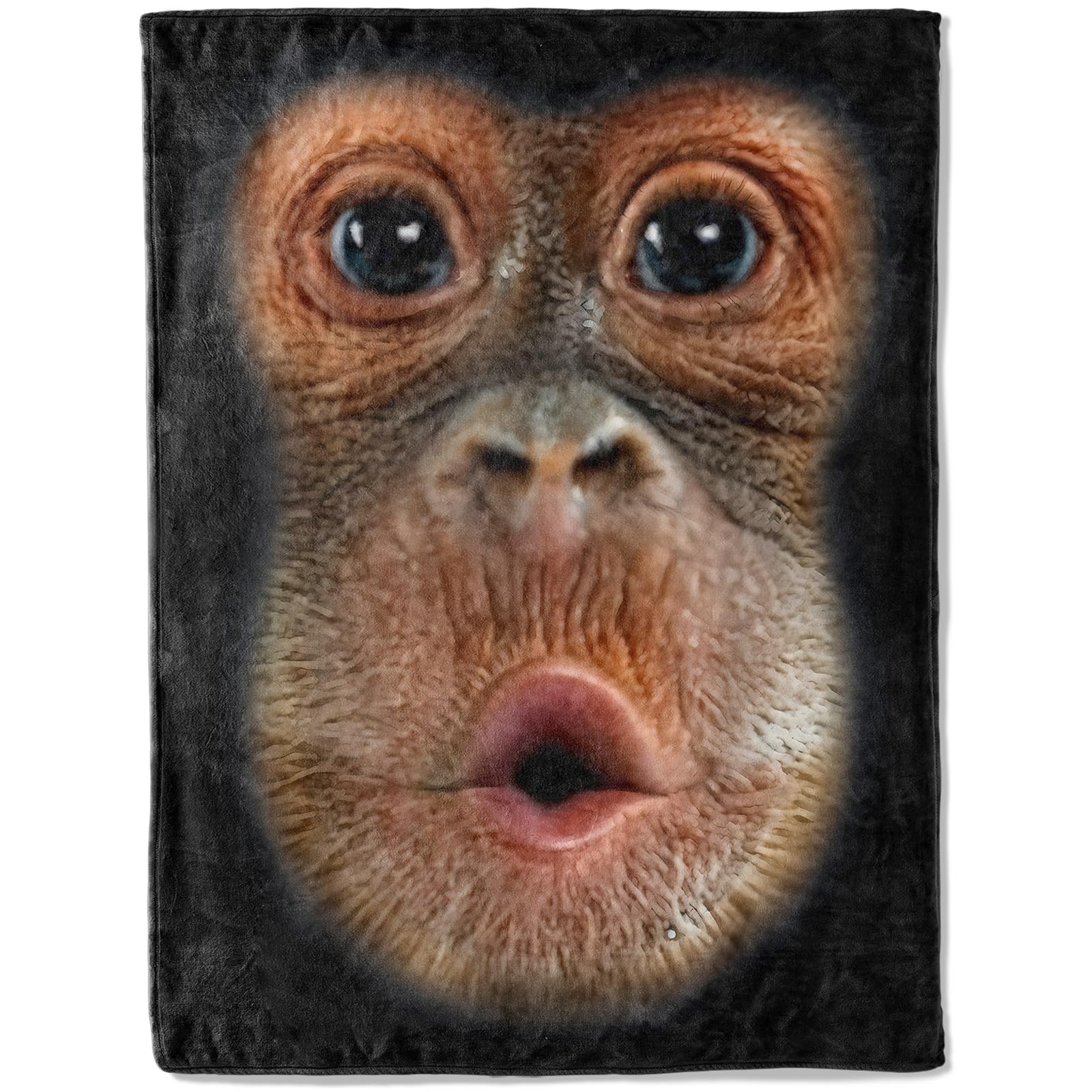 ainori Monkey Face Flannel Blanket - Cute Fun Animal with Surprised Expression Throw - Lightweight Soft Cozy Gifts Blankets for Kids Adult,Modern Rustic Decor,Home Room Accent 50x60in