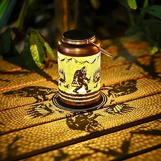Bigfoot Solar Lanterns Outdoor Waterproof Hanging Solar Lights Big Foot Sasquatch Gifts for Women Men Metal Lantern Decorative LED Light for Yard, Patio, Lawn, Tabletop, Garden Decor
