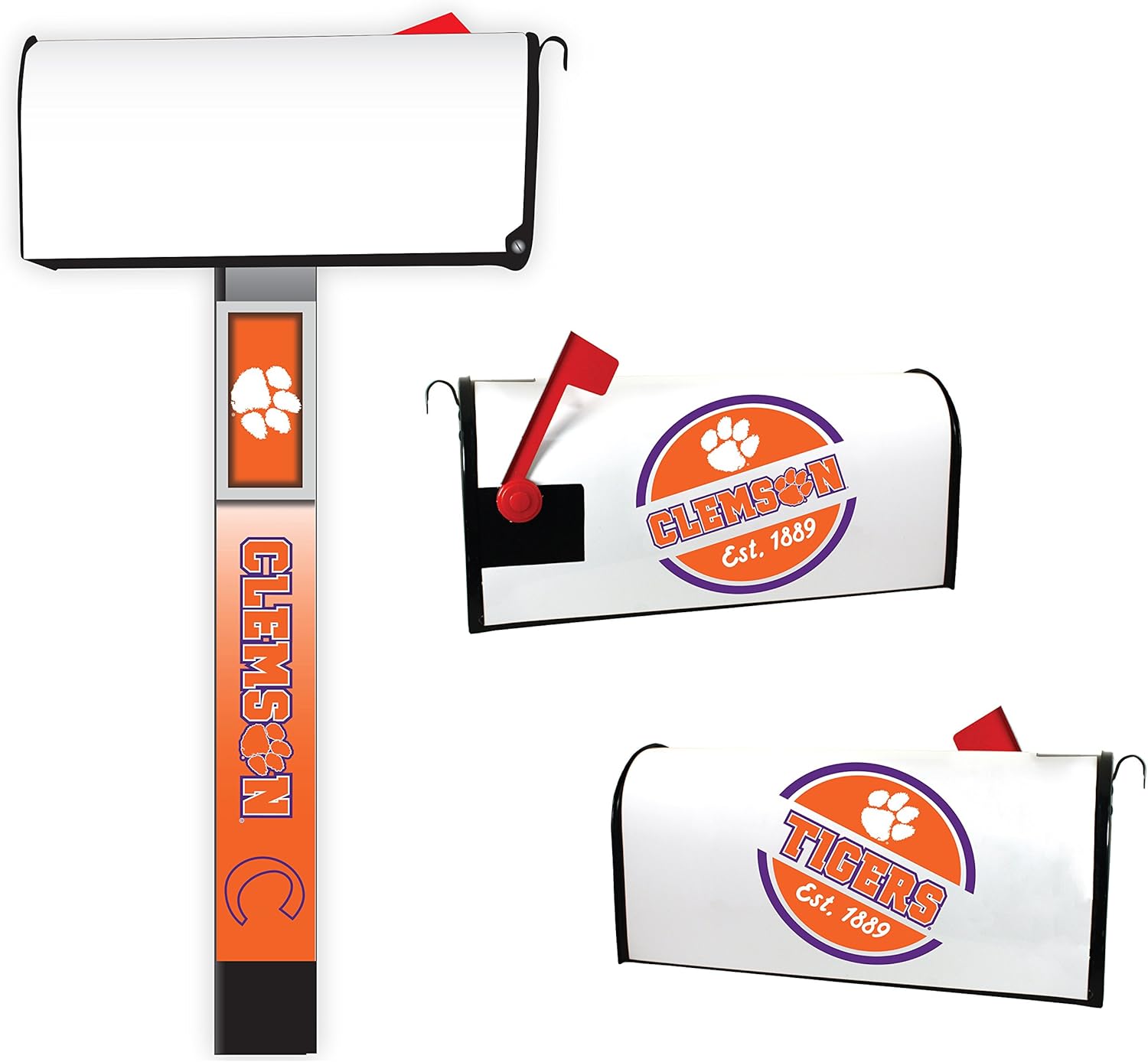 Clemson Tigers Magnetic Mailbox Cover 2-Pack Mailbox Post Cover Officially Licensed Collegiate Product