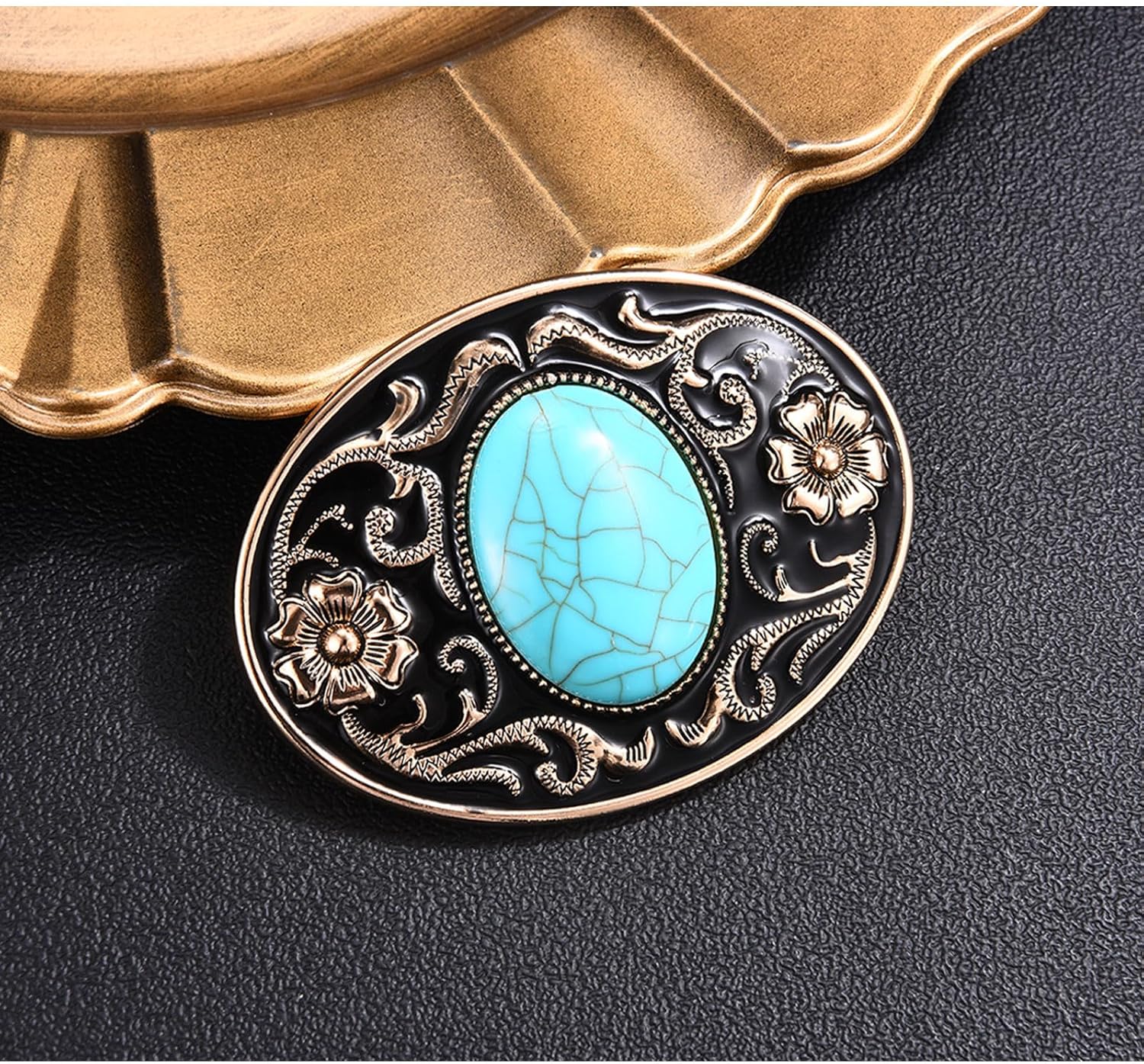 Belt Buckle for Women Men│Western Cowgirls Flower Engraved Christmas Halloween Turquoise Belt Buckle Gift - Image 4