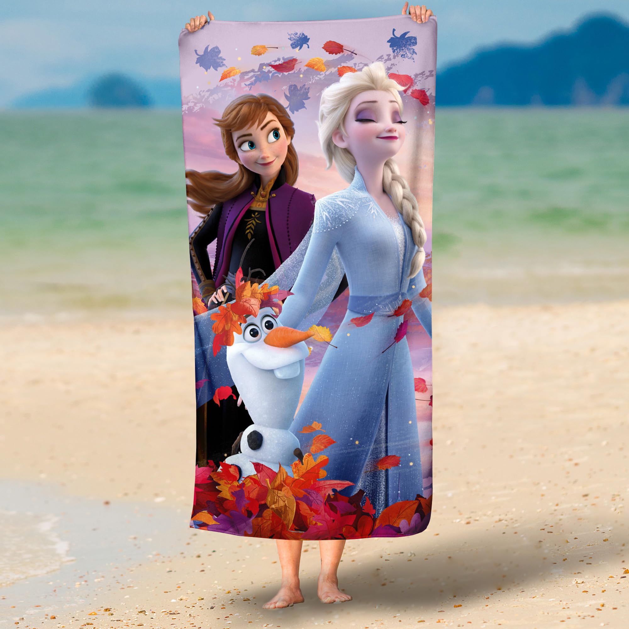 Frozen die Eiskönigin Badetuch Dreamteam 75 x 150 cm 100% Baumwolle Velours-Qualität Strandlaken Strandtuch Handtuch Badelaken Saunatuch Olaf Elsa Anna Kristoff Sven Disney Pass. zur Bettwäsche