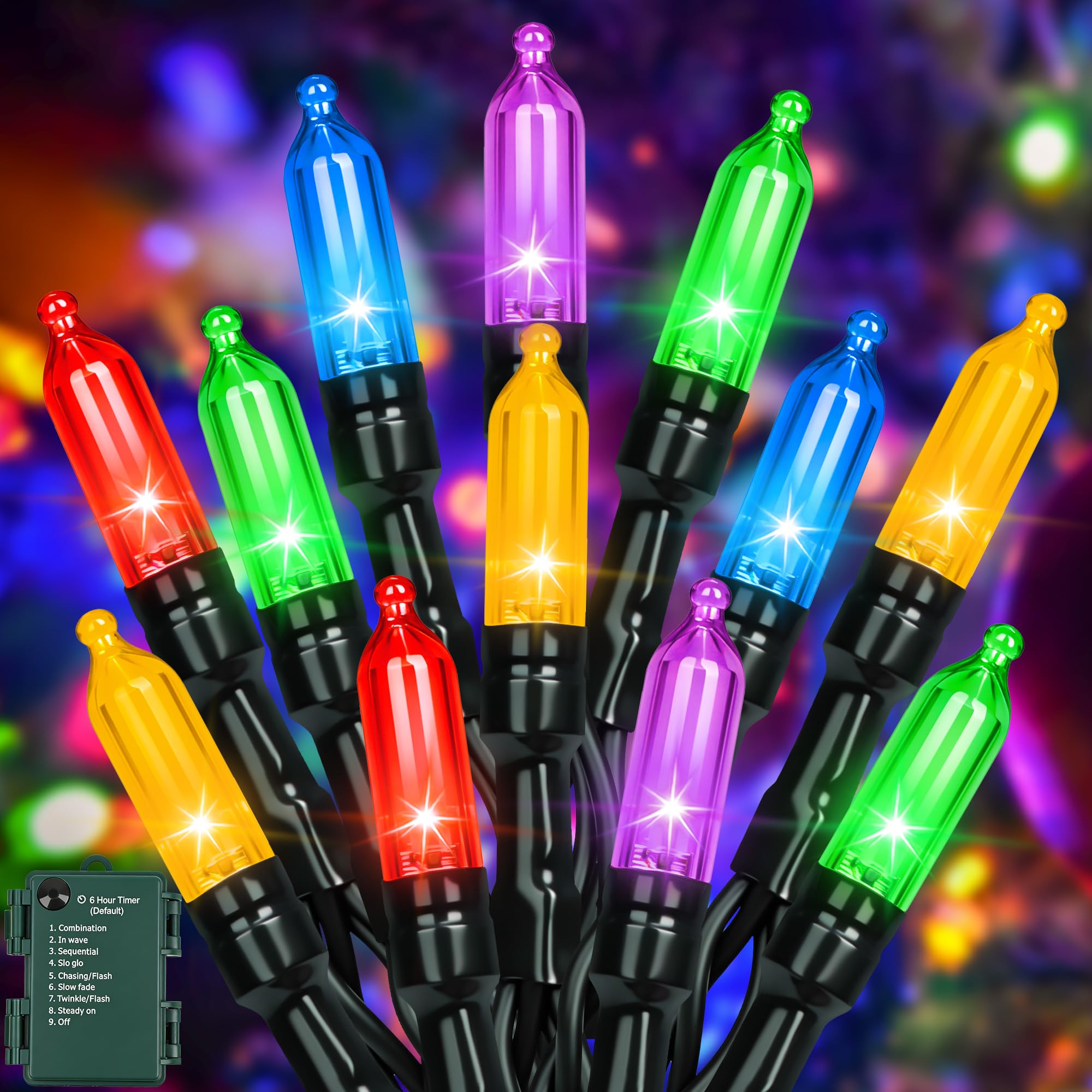 30 LED Battery Christmas String Lights Fairy Wreath Decoration Multi Color | 11.5Ft, Built-in timer, IP56 Waterproof, 8 Lighting Modes, Ideal for Outdoor Yard House Garland Festival Xmas Tree Decor