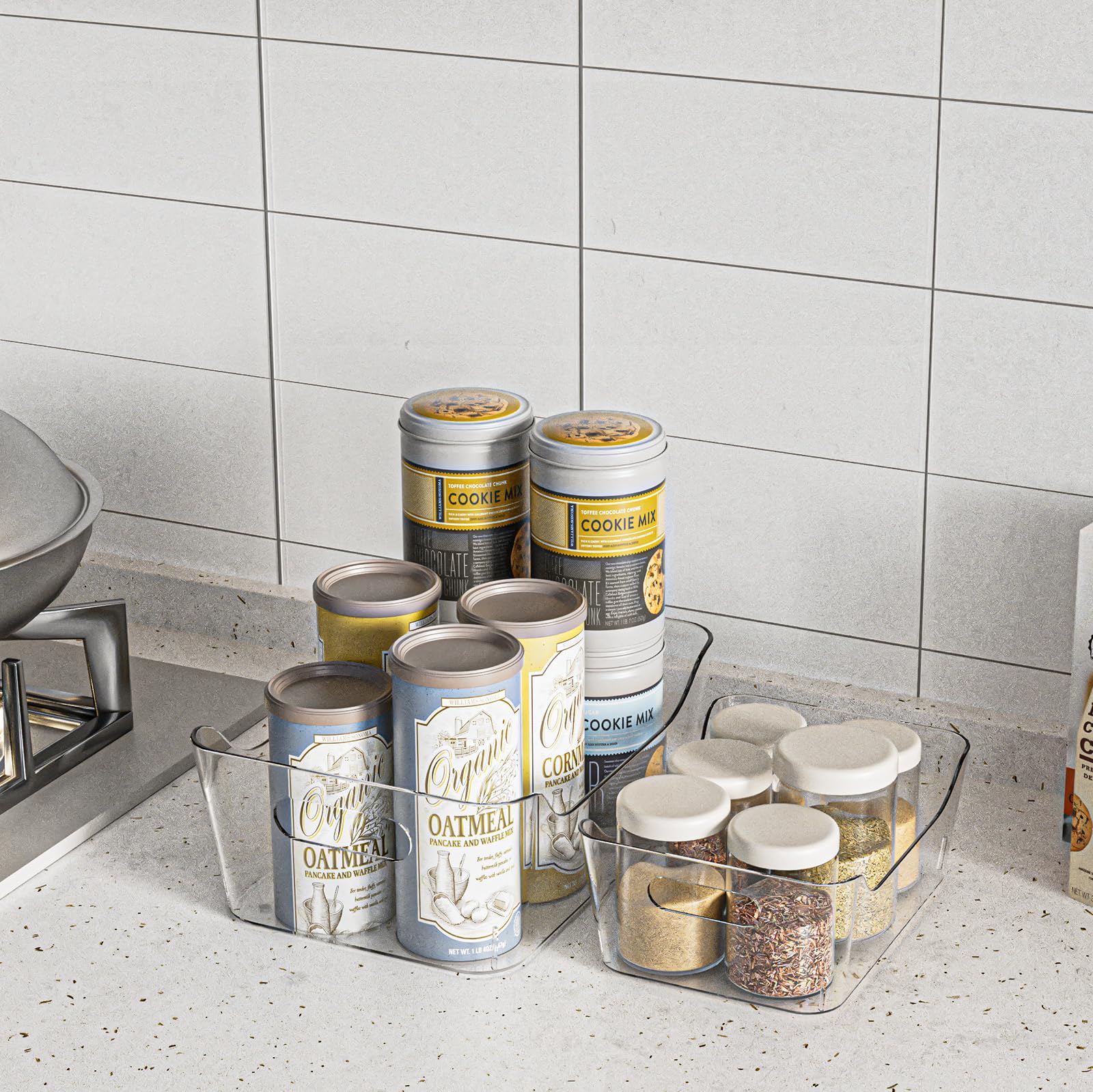 LALAFINA 6pezzi Organizer per Plastica Trasparente Contenitore di Inserimento per Bagno Cucina e Ufficio per Organizzare Cosmetici Strumenti per Trucco e Altri Accessori