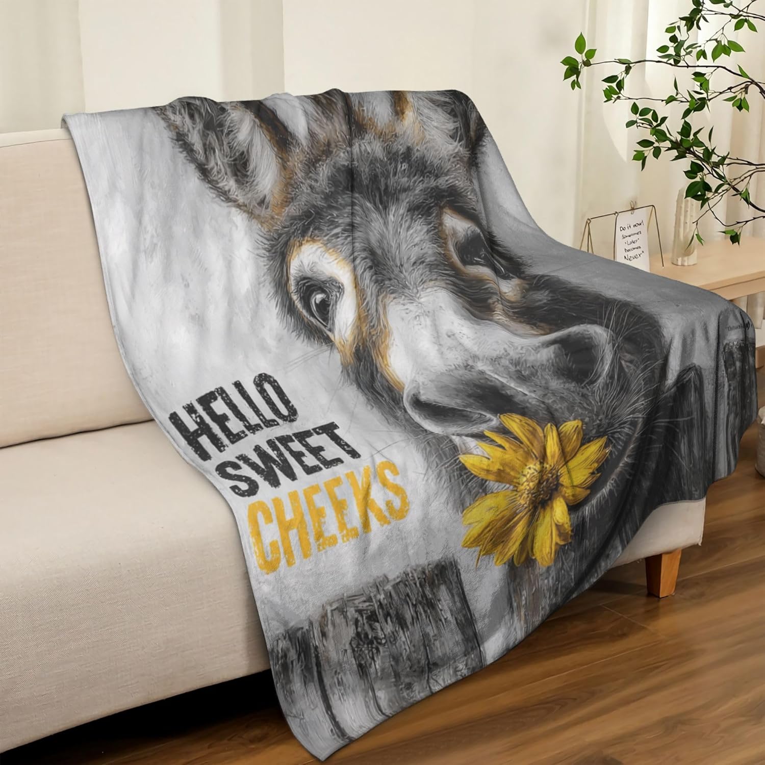 Funny Donkey Throw Blanket Soft Warm Cozy Farmhouse Donkeys Blankets Fuzzy Plush Fleece Donkey Blanket Gifts for Couch Bed Sofa Home Decor 40''X50'' - Image 3