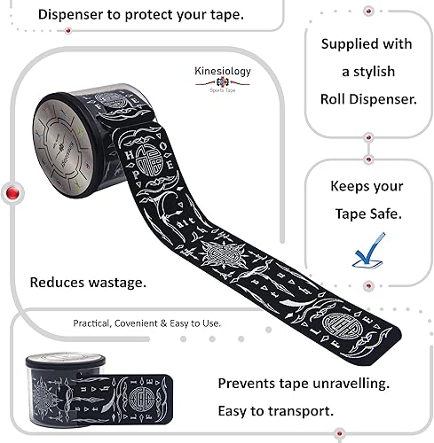 Vista 34 de Cinta de kinesiología precortada con dispensador – Cinta muscular deportiva vertical latina – Sintético Negro 16.4 ft 20 tiras – Cinta de Latina