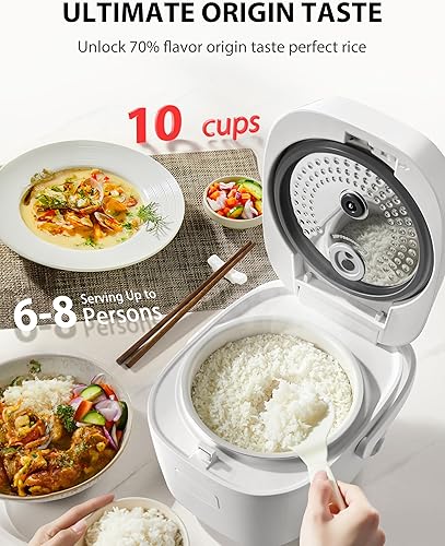 Miniatura 3 de TOSHIBA OriginTaste - Olla arrocera de 10 tazas sin cocinar, lógica difusa, funciones 15 en 1, pantalla digital, temporizador de retardo, mantener