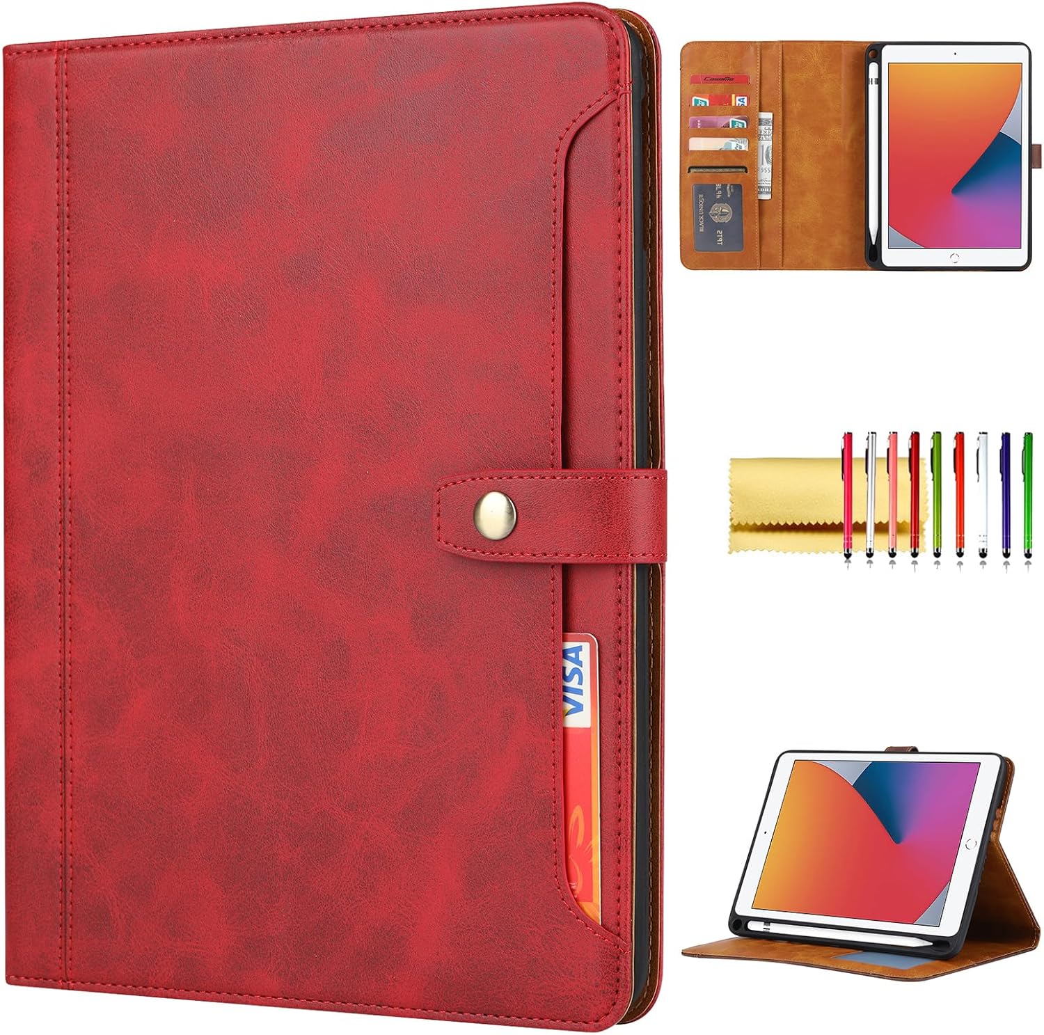 Folio Case for iPad Mini 7th/6th Generation (2024/2021) 8.3-inch, TECHCIRCLE Vegan Leather Folding Stand [Pencil Holder] Soft TPU Back Shell Protective Smart Cover with Card Slots & Pockets, Rose Gold