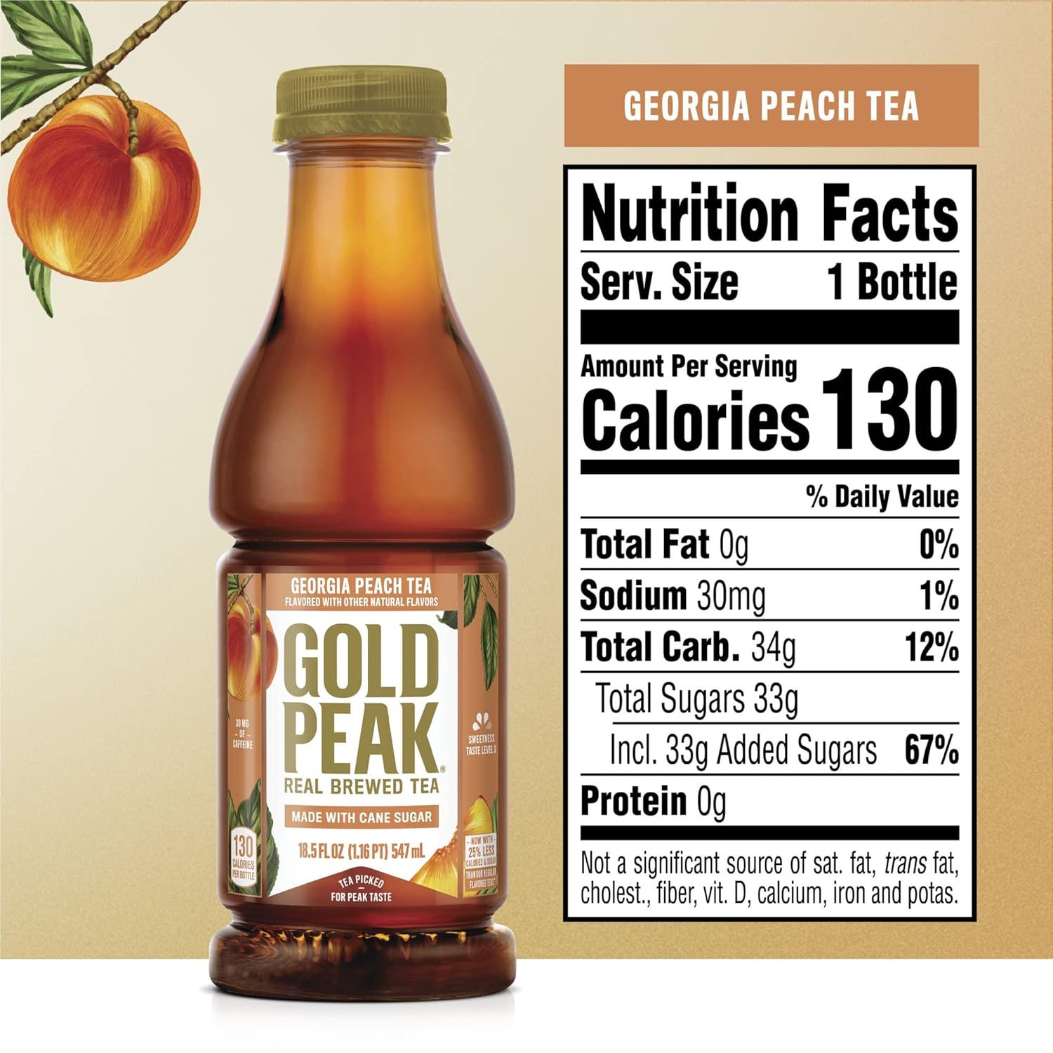 Gold Peak Georgia Peach Iced Tea Drink, 18.5 fl oz ( 12 Pack Bottles)