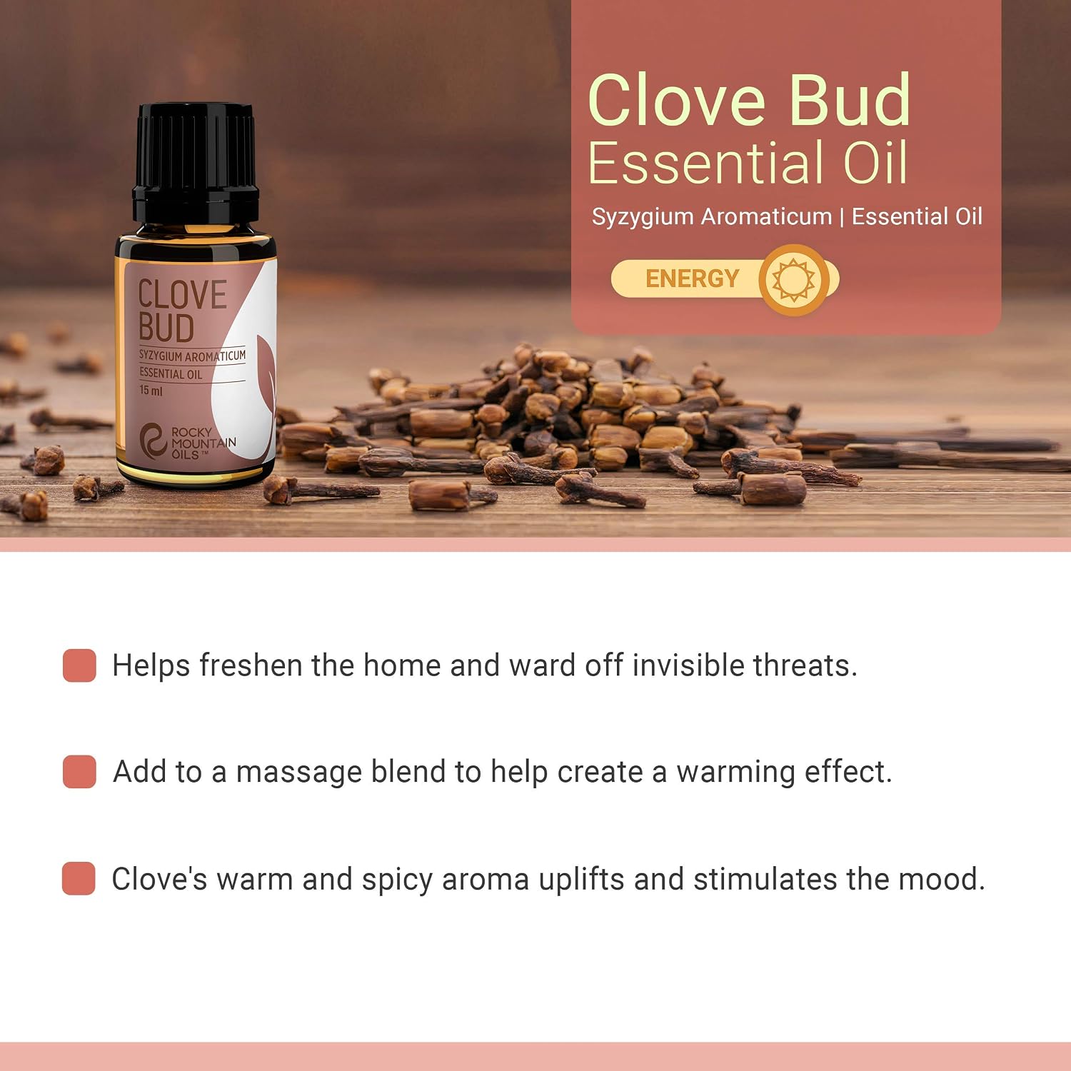 Rocky Mountain Oils Clove Bud Essential Oil - 100% Pure Natural Aromatherapy Oil for Diffusers, Home Scenting & Candle Making, DIY Blends, Home Fragrance, for Topical Massage Therapy - 15ml