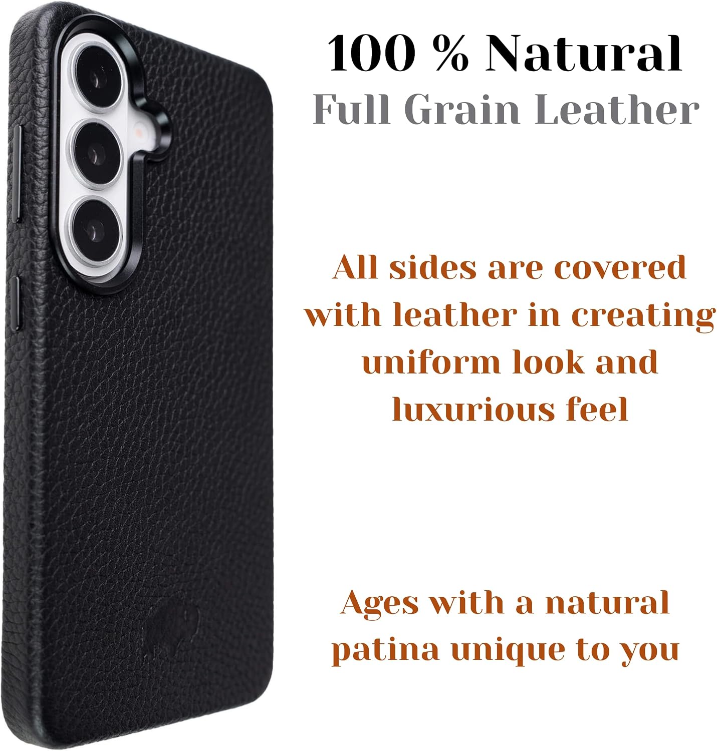 BLACKBROOK Leather Case for Samsung S26 – Barlow Slim Snap-On Cover, Full Grain Leather, Ready for MagSafe and Wireless Charging, Soft Suede Interior